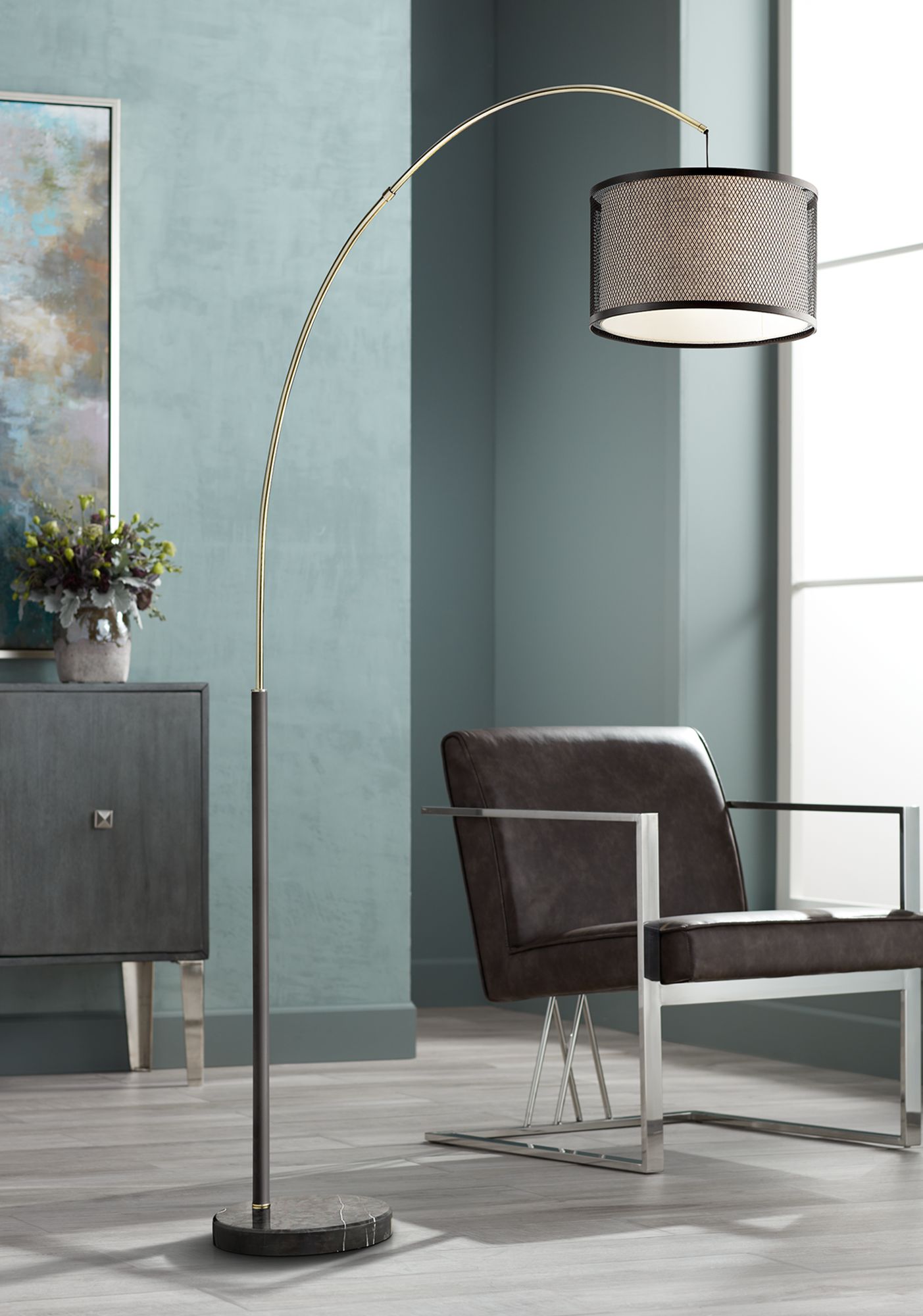 Lite Source Elena Coffee Arc Floor Lamp