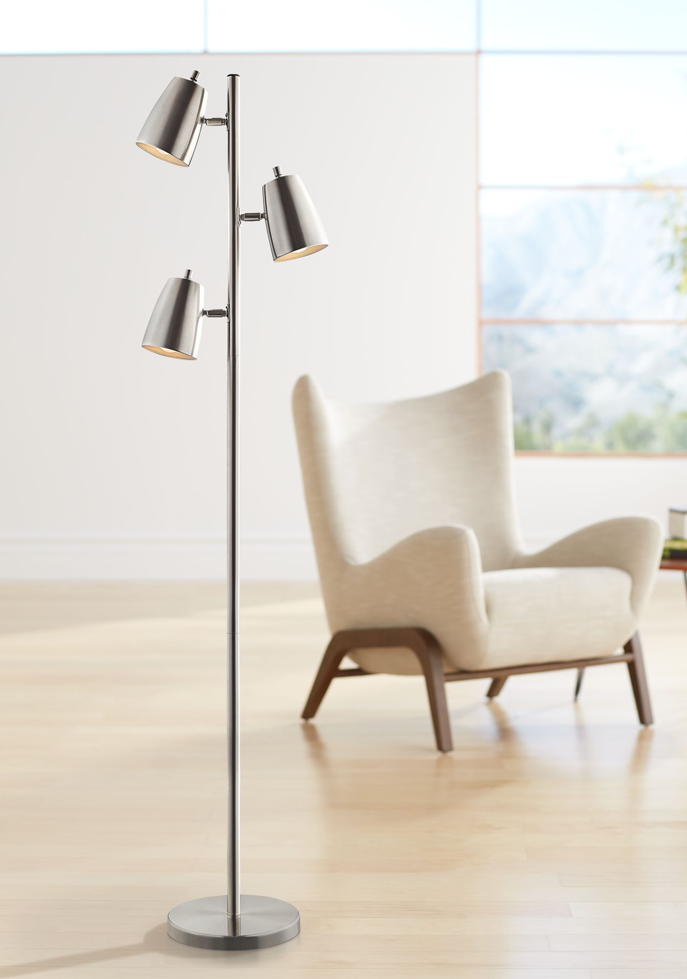 Lite Source Ronnie Brushed Nickel 3-Light Tree Floor Lamp