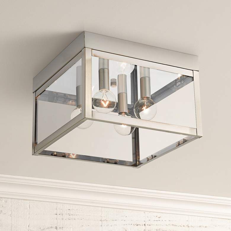 Nyack 10 1/2&quot; Wide Brushed Nickel Outdoor Ceiling Light