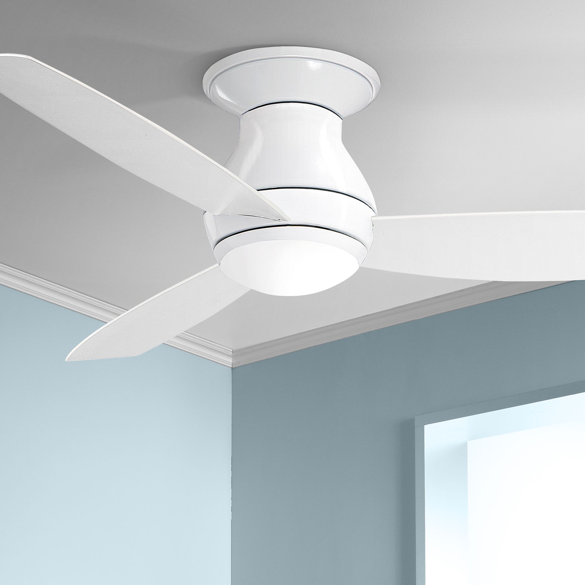52" Emerson Curva Sky Wet White Hugger LED Ceiling Fan