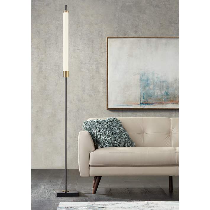 Piper Black and Brass Modern LED Floor Lamp - #42P14 | Lamps Plus