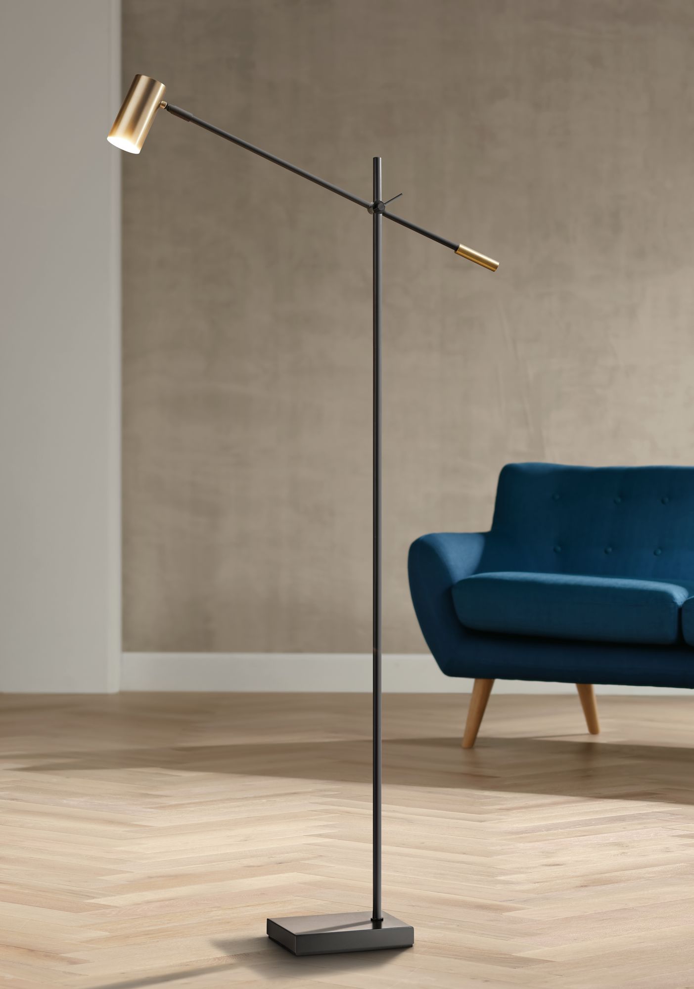 Collette Black and Brass Adjustable LED Floor Lamp