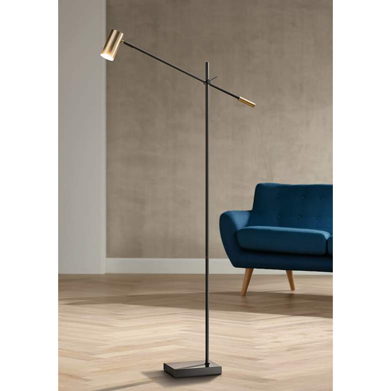 Collette Black and Brass Adjustable LED Floor Lamp