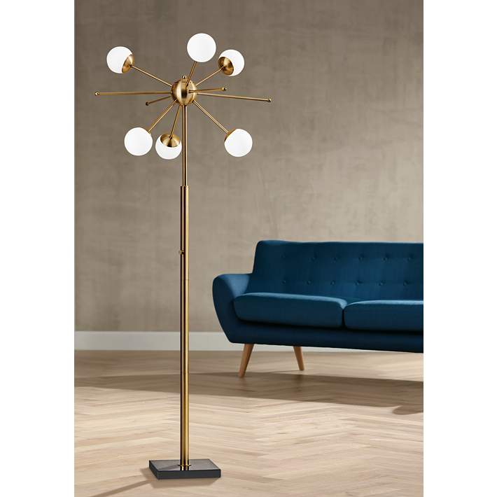 Doppler Antique Brass Led Sputnik Floor, Adesso Starburst Table Lamp
