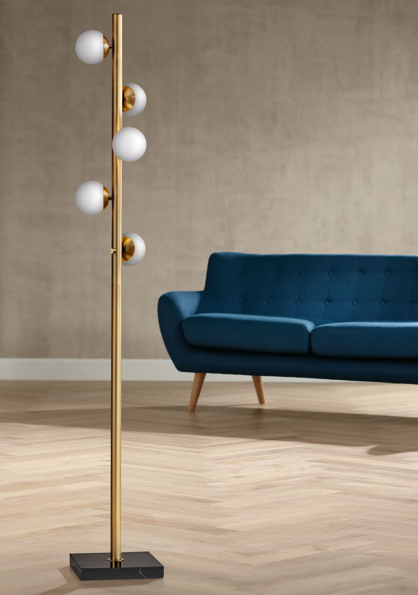 Doppler Antique Brass LED Tree Floor Lamp