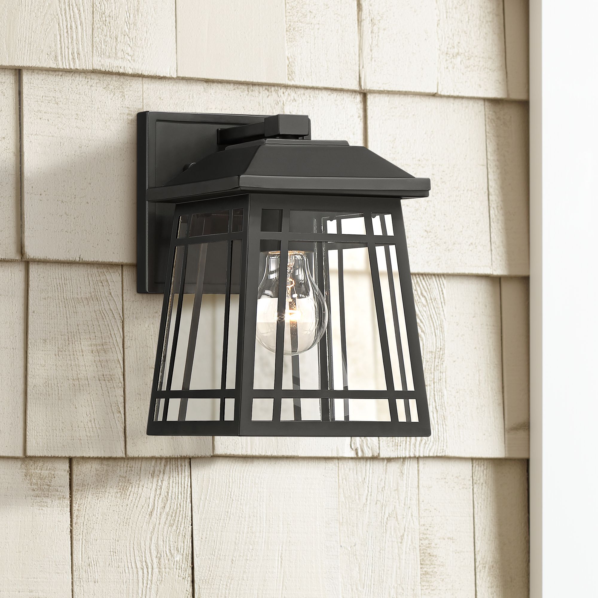 East Ridge 10" High Black Caged Outdoor Wall Light