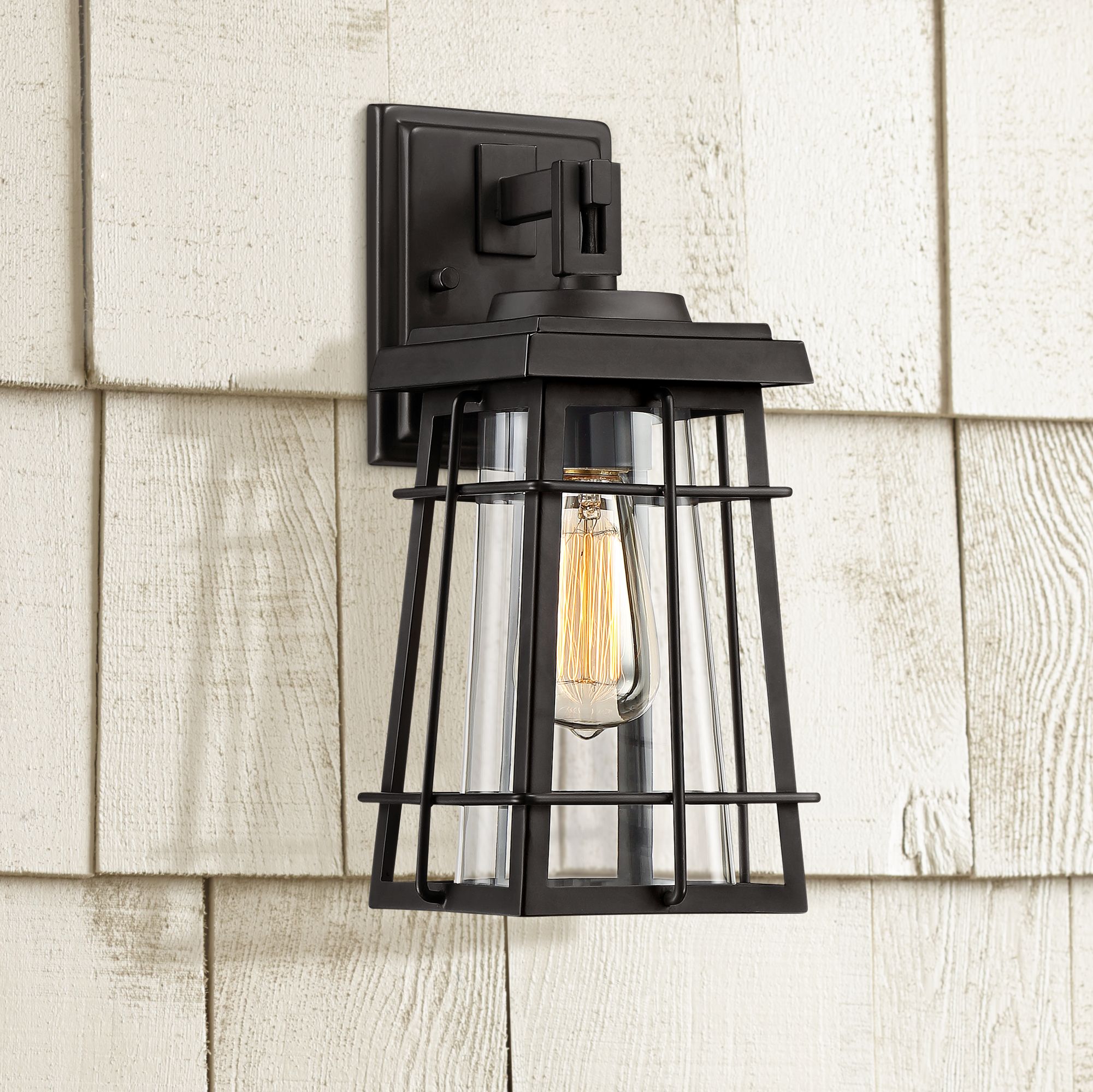 Easton Port 14" High Black Caged Outdoor Wall Light