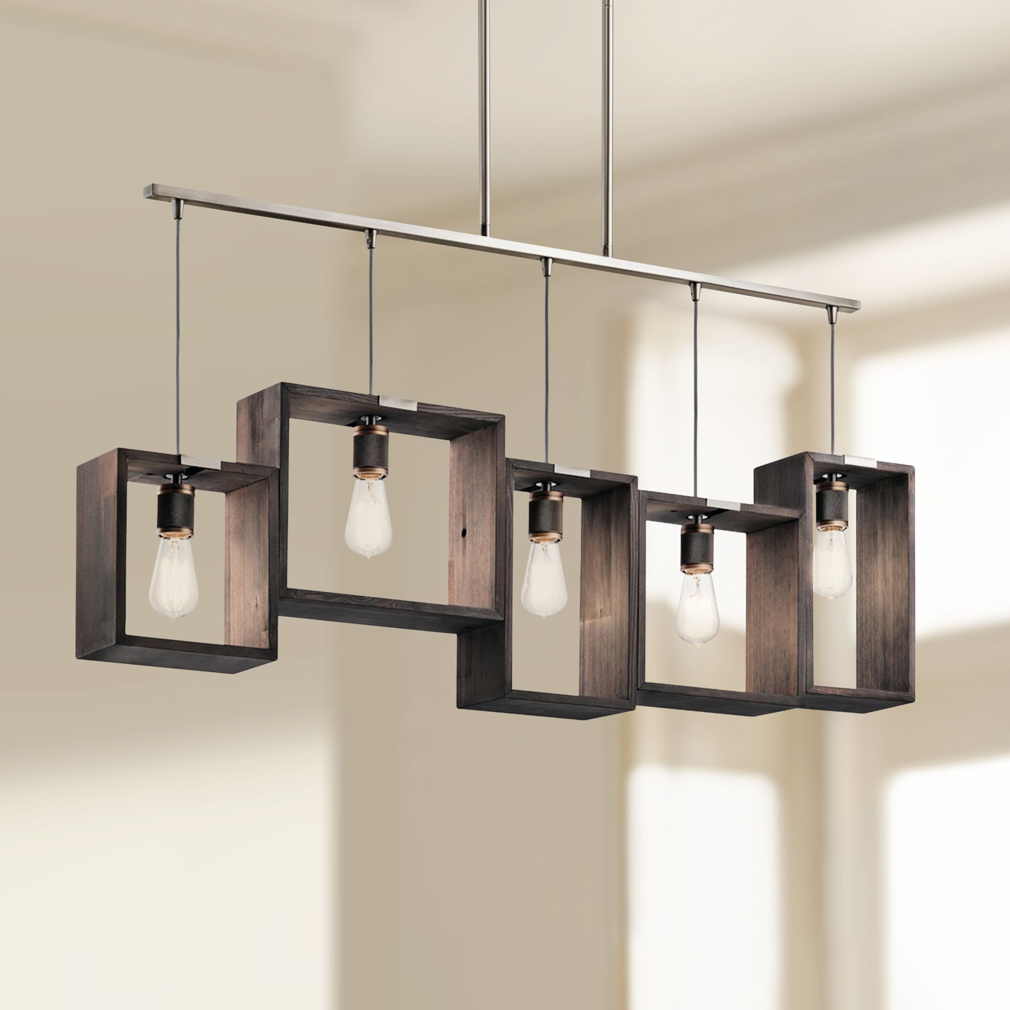 Industrial Frames 44 1/2" Wide Pewter Kitchen Island Pendant