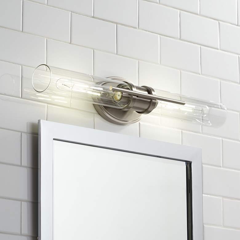 Image 1 Abron 24" Wide Glass and Brushed Nickel LED Bath Bar