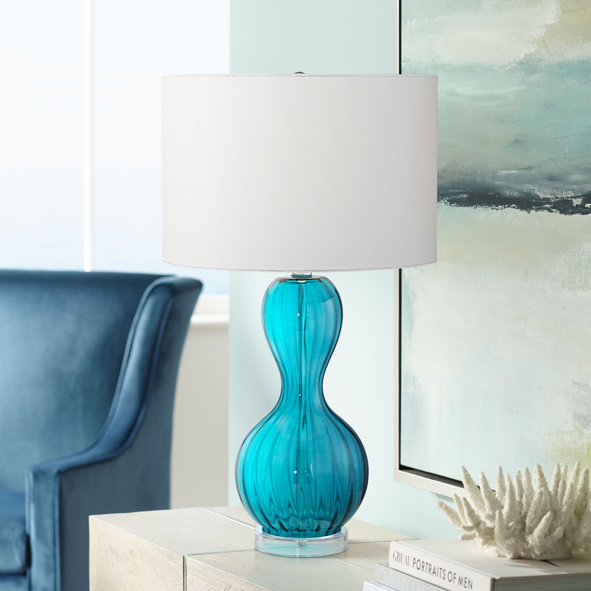 Page Aquamarine Glass Table Lamp