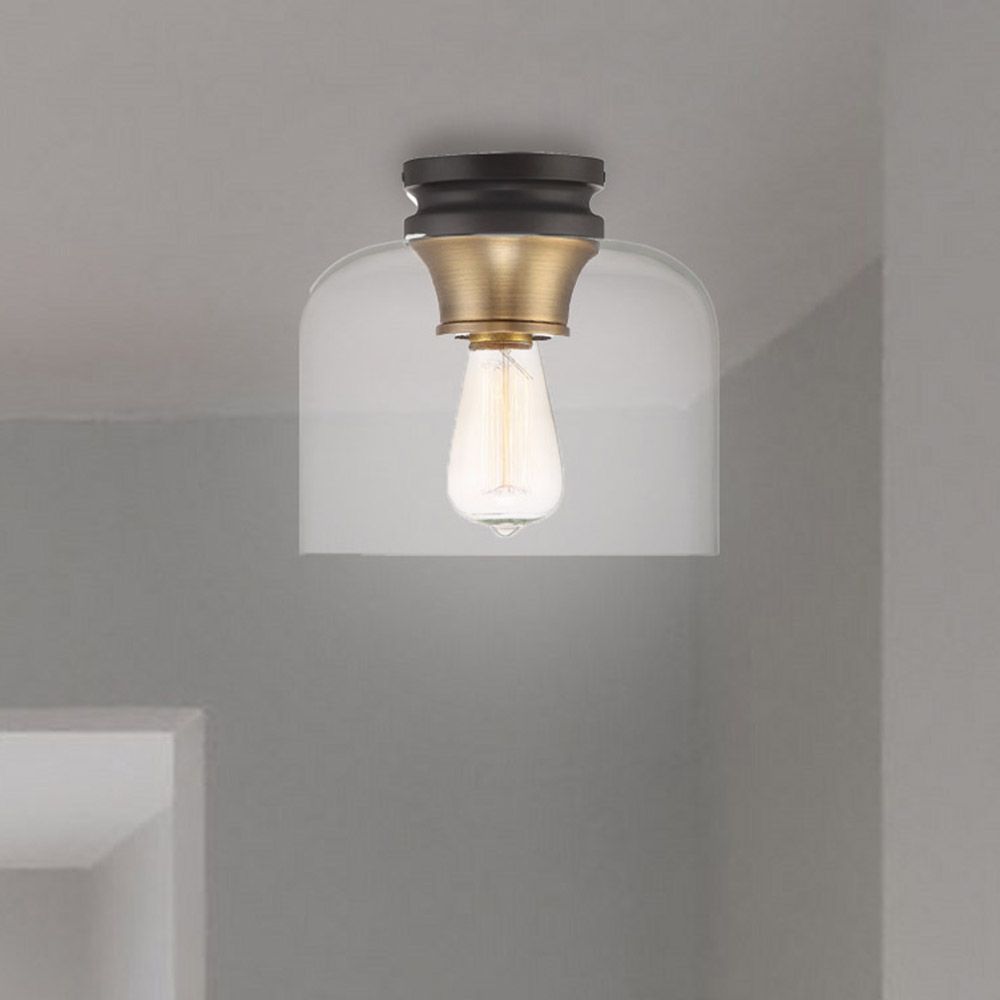 Ezra 9" Wide Vintage Bronze Ceiling Light