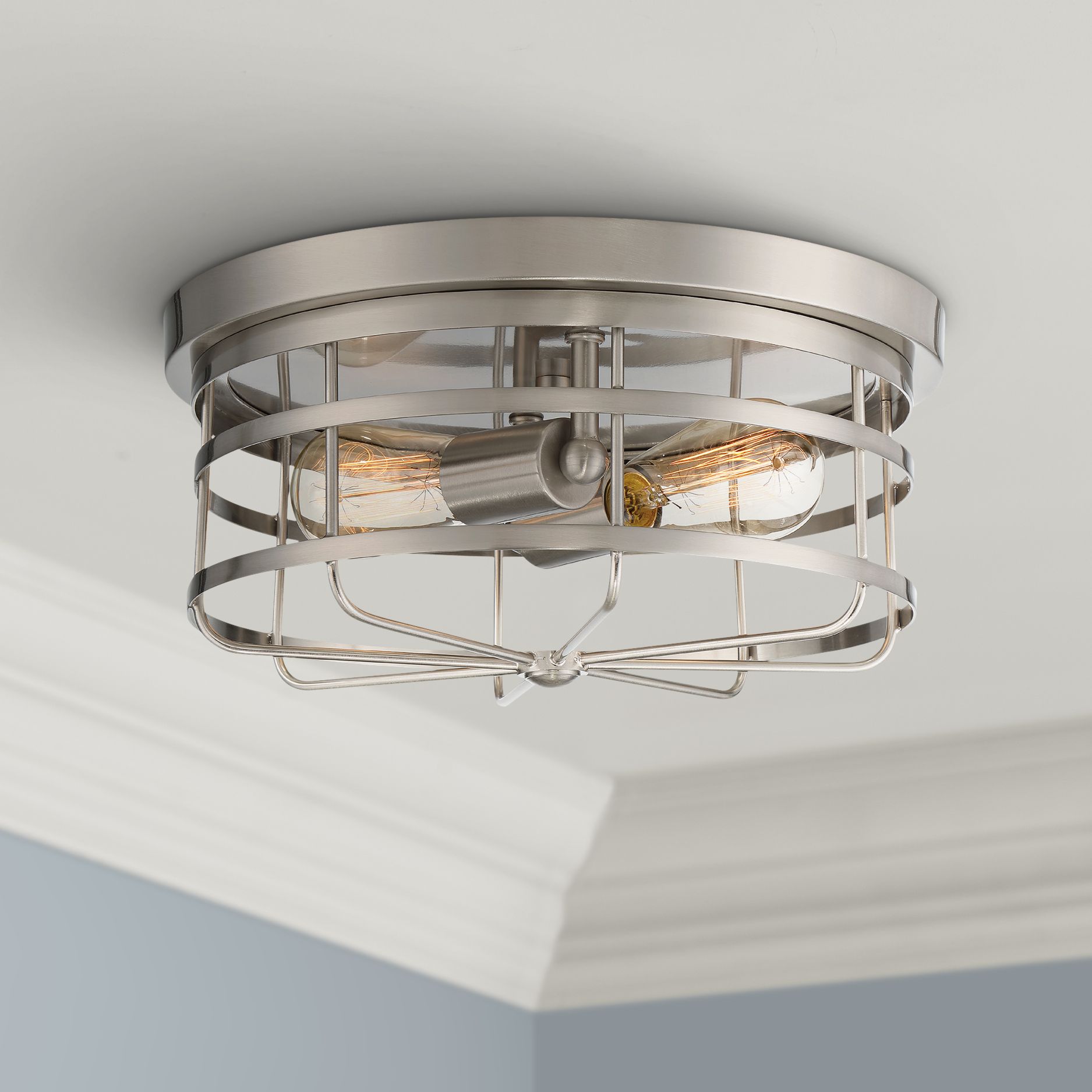 Tanner 13" Wide Satin Platinum 2-Light Ceiling Light