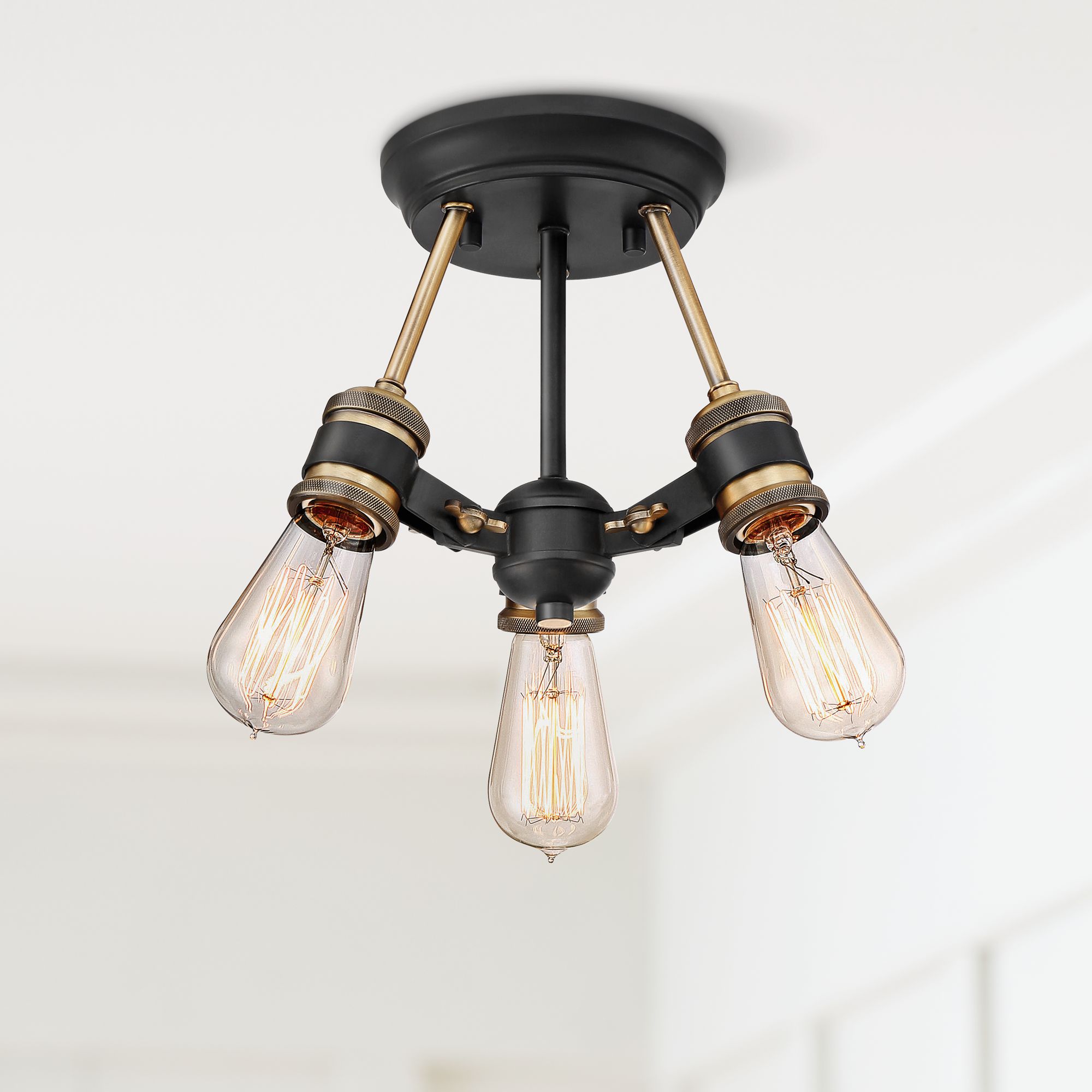 Miles 13" Wide Vintage Bronze 3-Light Ceiling Light