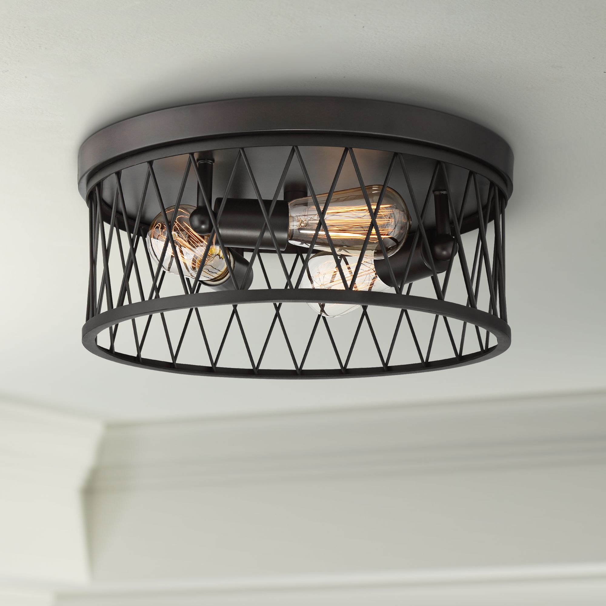 Arris 14 1/2" Wide Vintage Bronze 3-Light Ceiling Light