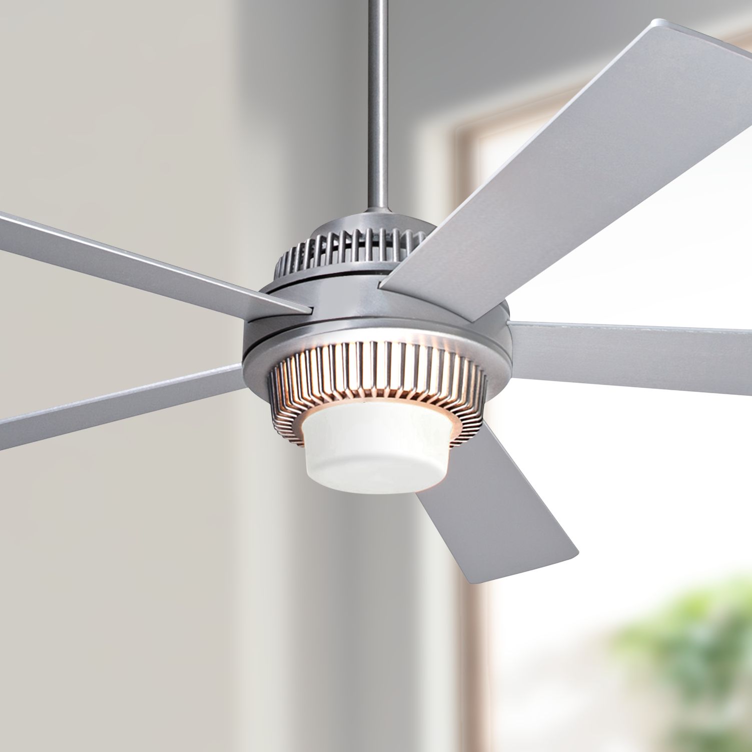 52" Modern Fan Solus Brushed Aluminum LED Ceiling