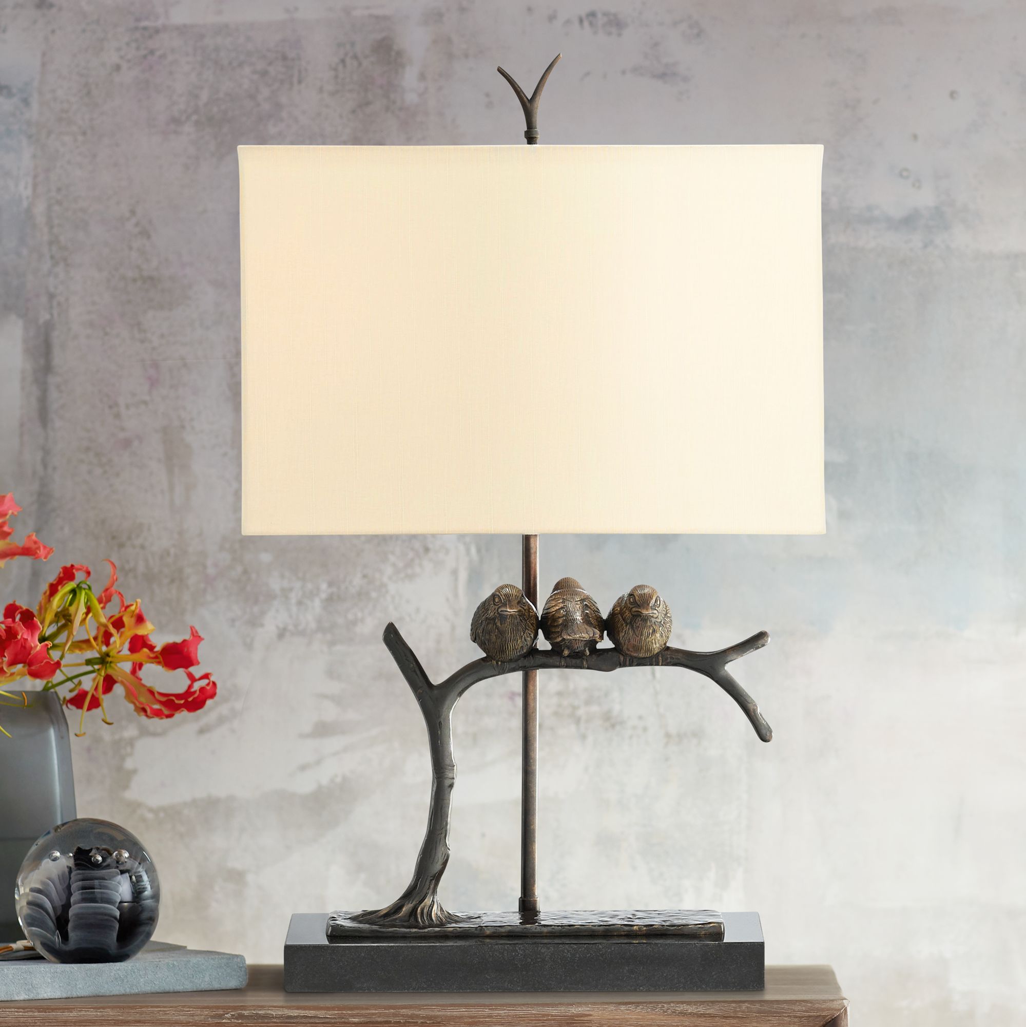 Currey and Company Sparrow Bronze Black Table Lamp