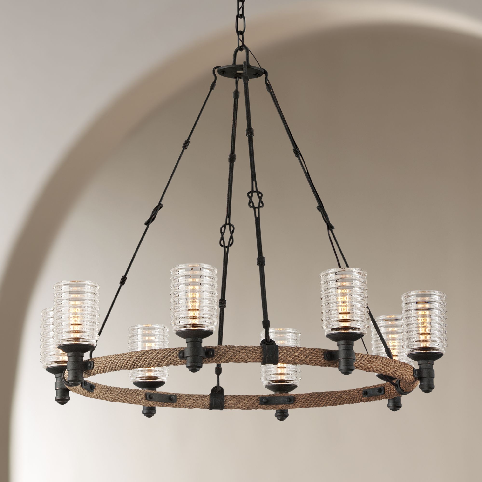 Embarcadero 30" Wide Shipyard Bronze 8-Light Chandelier