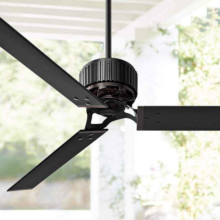 72 Hunter Hfc Matte Black Damp Rated Large Fan With Wall Control 43v89 Lamps Plus - Large Matte Black Ceiling Fan With Light
