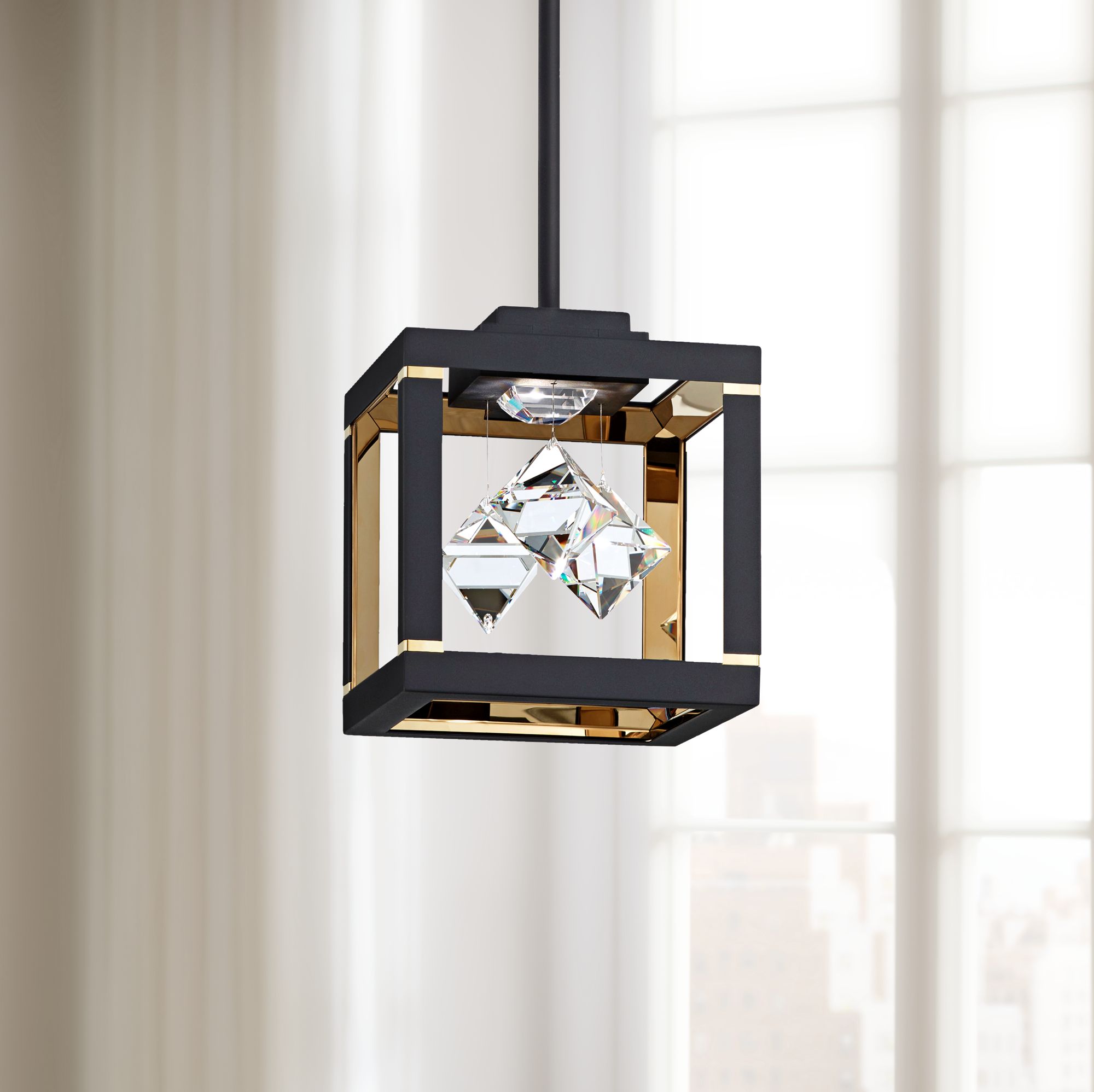 Schonbek Fyra 8" Wide Black LED Mini Pendant