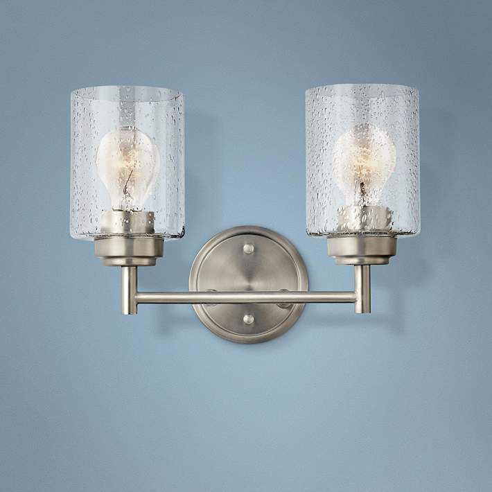 Kichler Winslow 9 1 4 High Brushed, Winslow 5 Light Brushed Nickel Chandelier With Clear Seeded Glass Shade