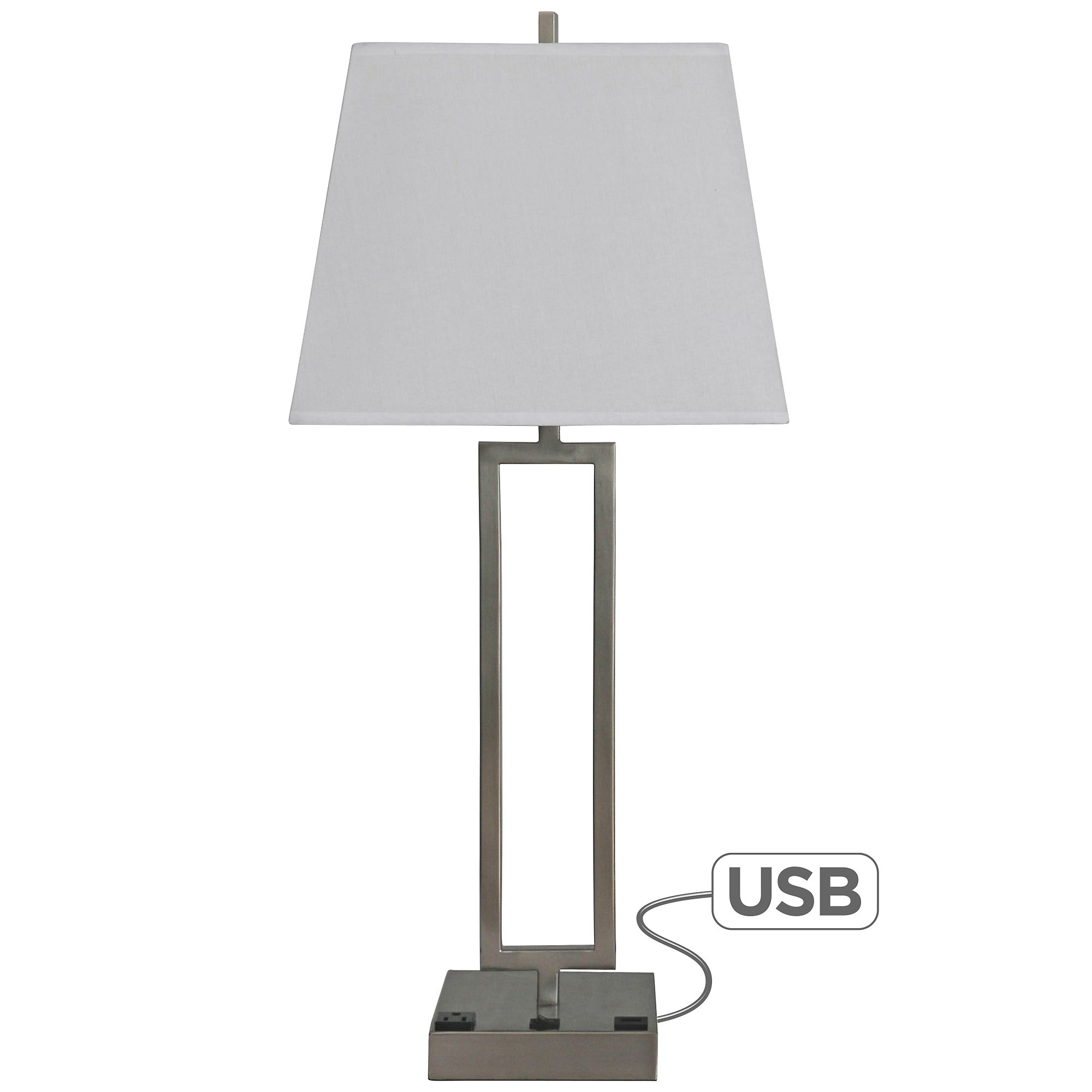 Margate Brushed Nickel Table Lamp with USB Port