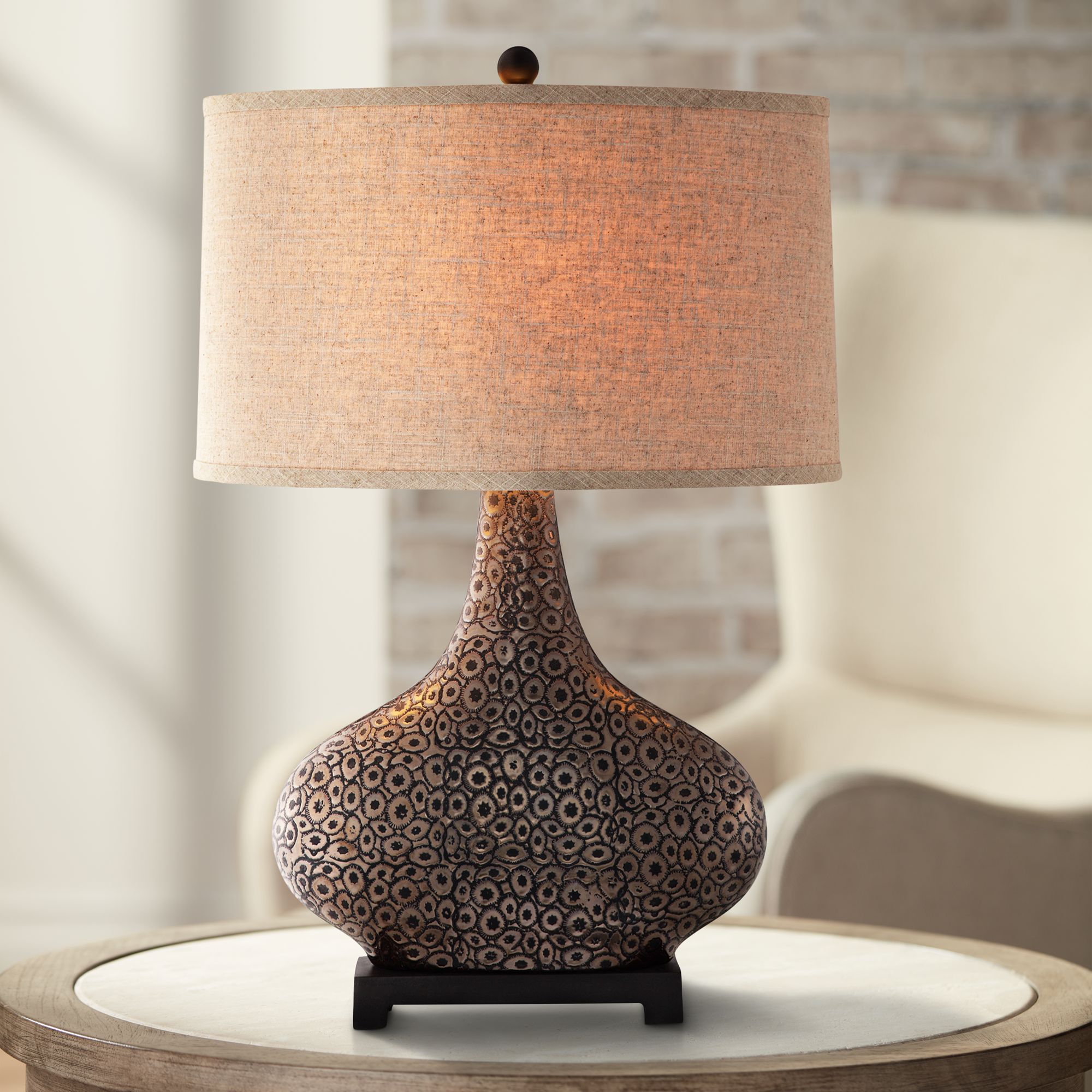 Turner Embossed Bronze and Gold Table Lamp