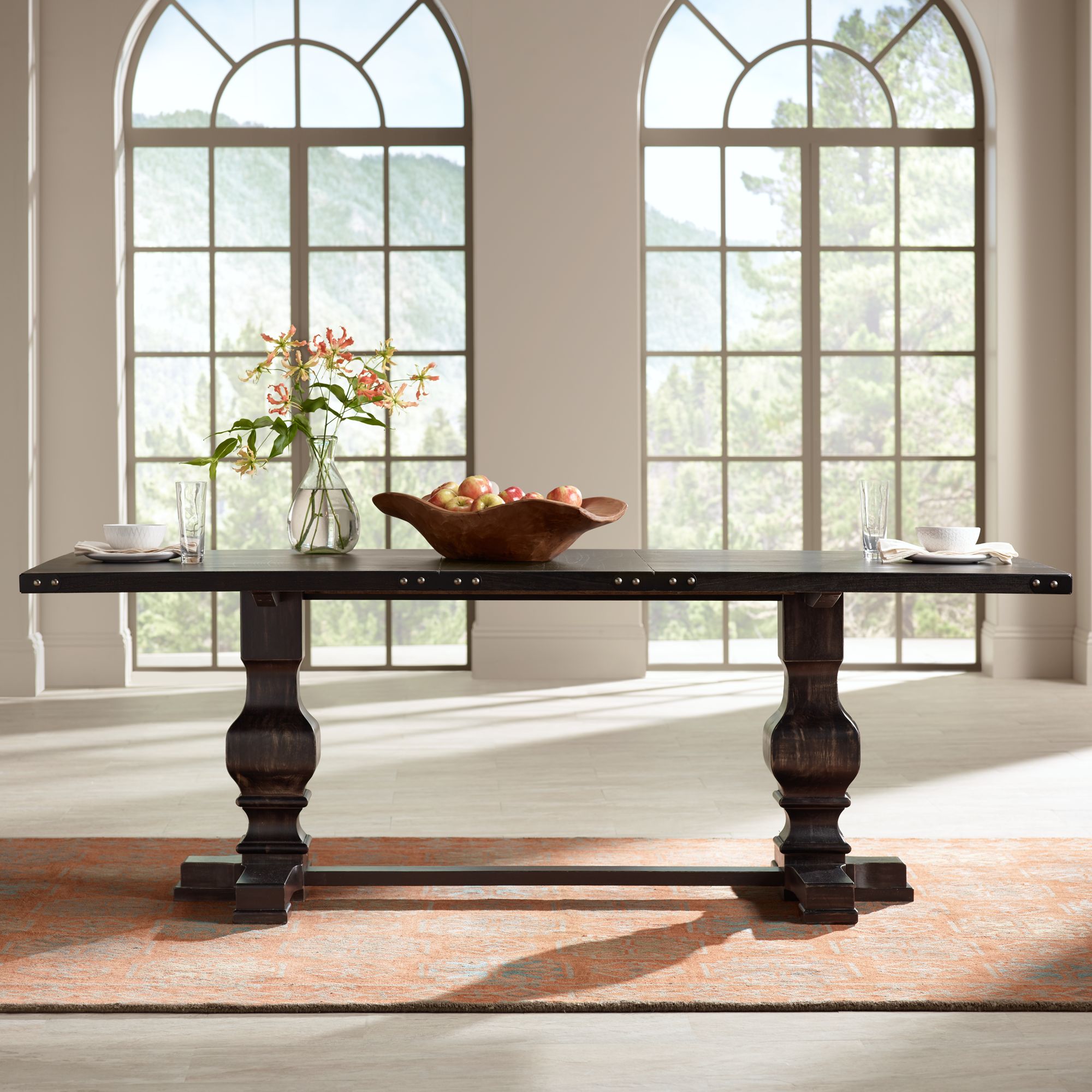 Manchester 88" Wide Vintage Black Dining Table