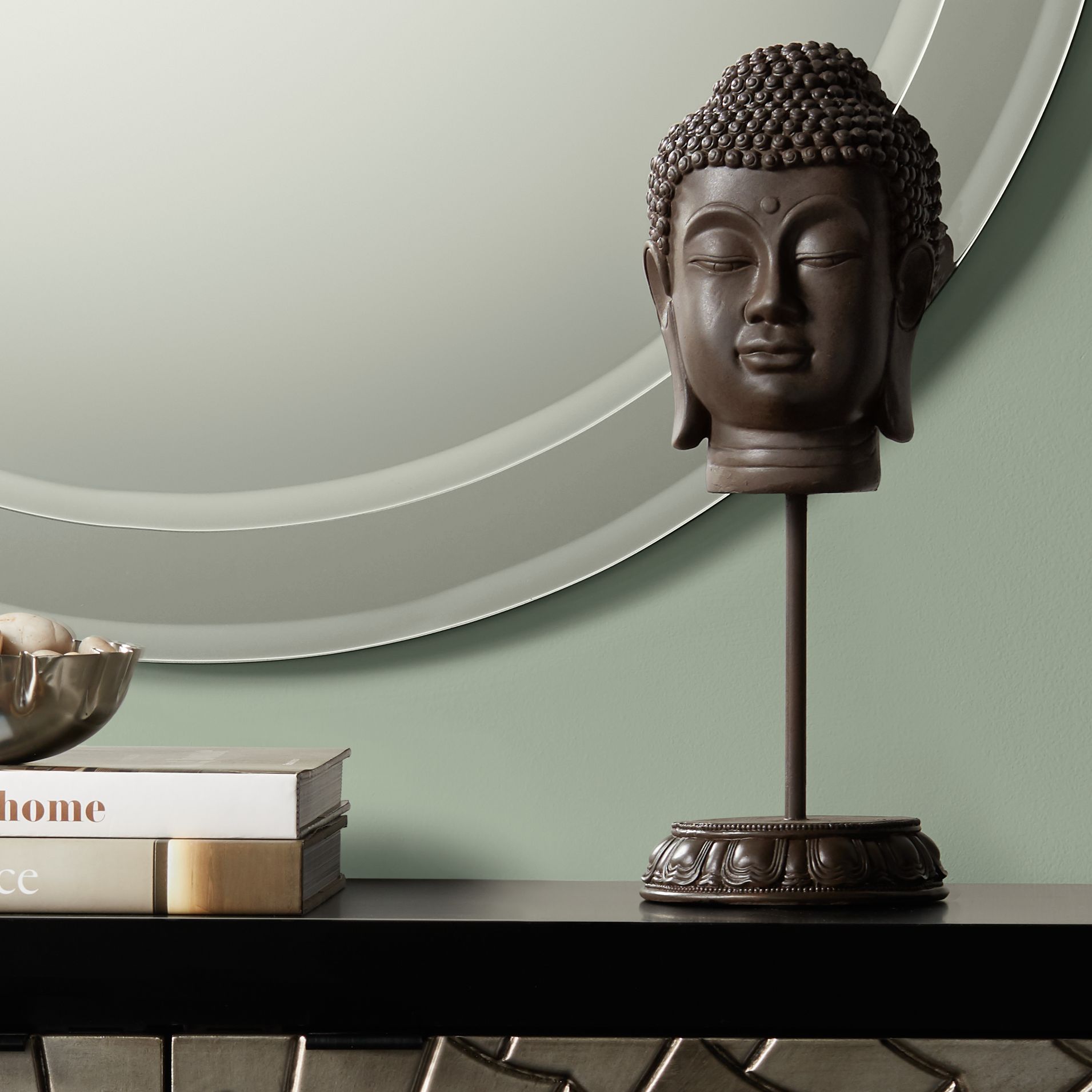 Tranquility 14" High Buddha Head Accent Statue