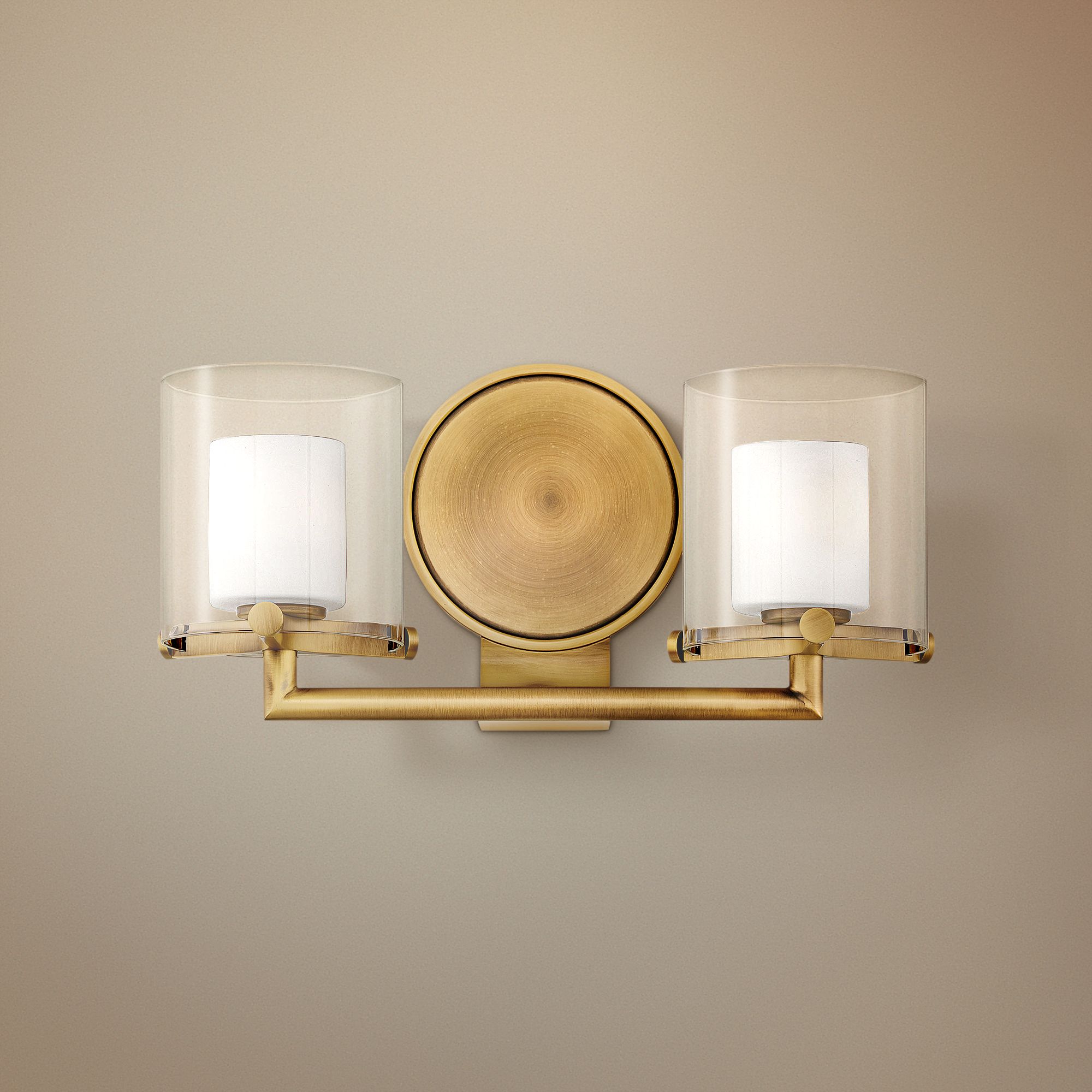 Hinkley Rixon 7" High Heritage Brass 2-Light Wall Sconce