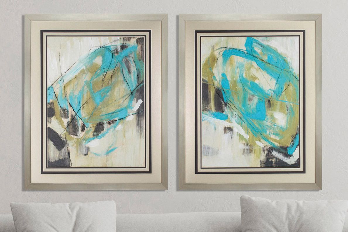 Whirling 32" High 2-Piece Framed Wall Art Set