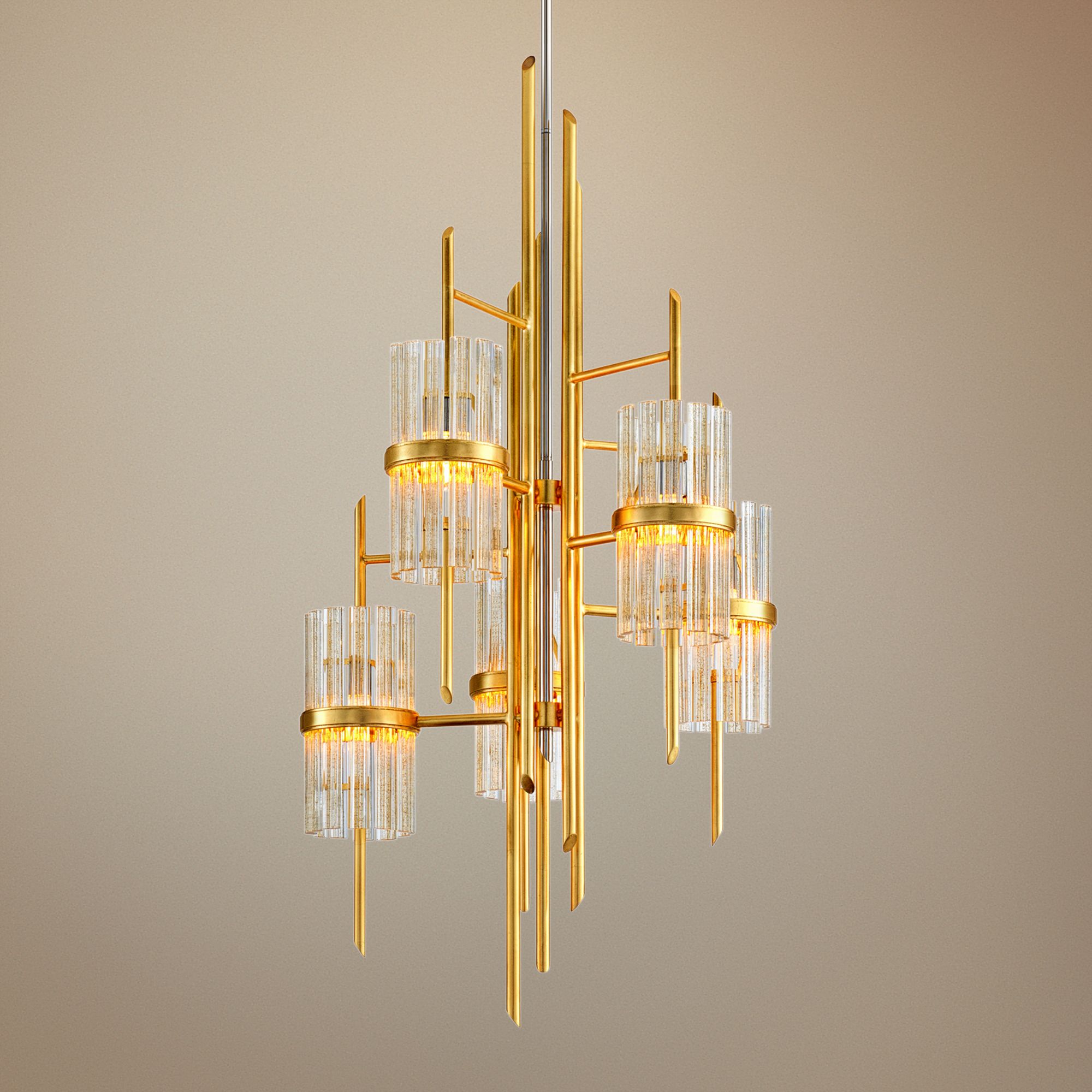 Corbett Symphony 27" Wide Gold Leaf 5-Light Chandelier