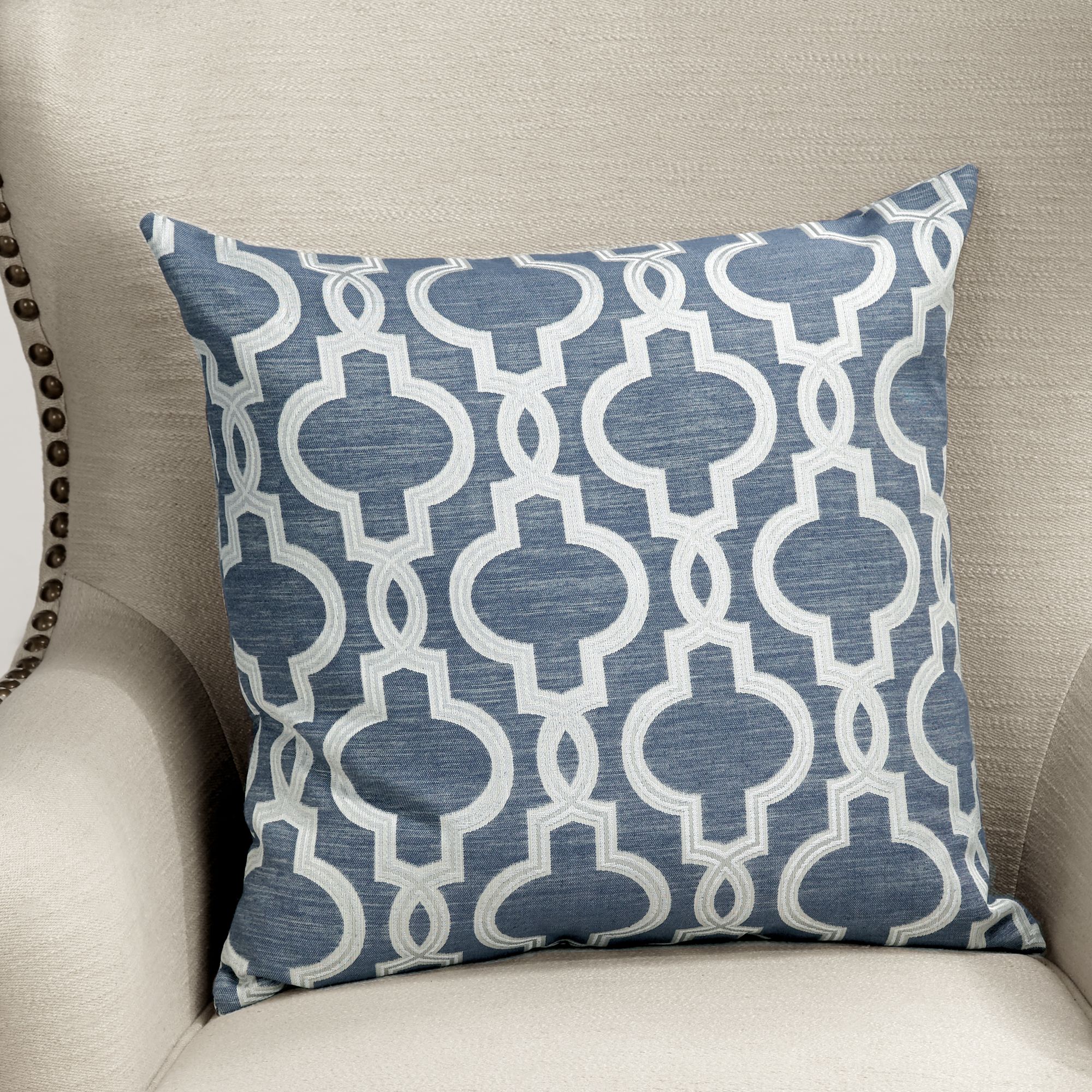Vincent Navy Woven 20" Square Decorative Pillow