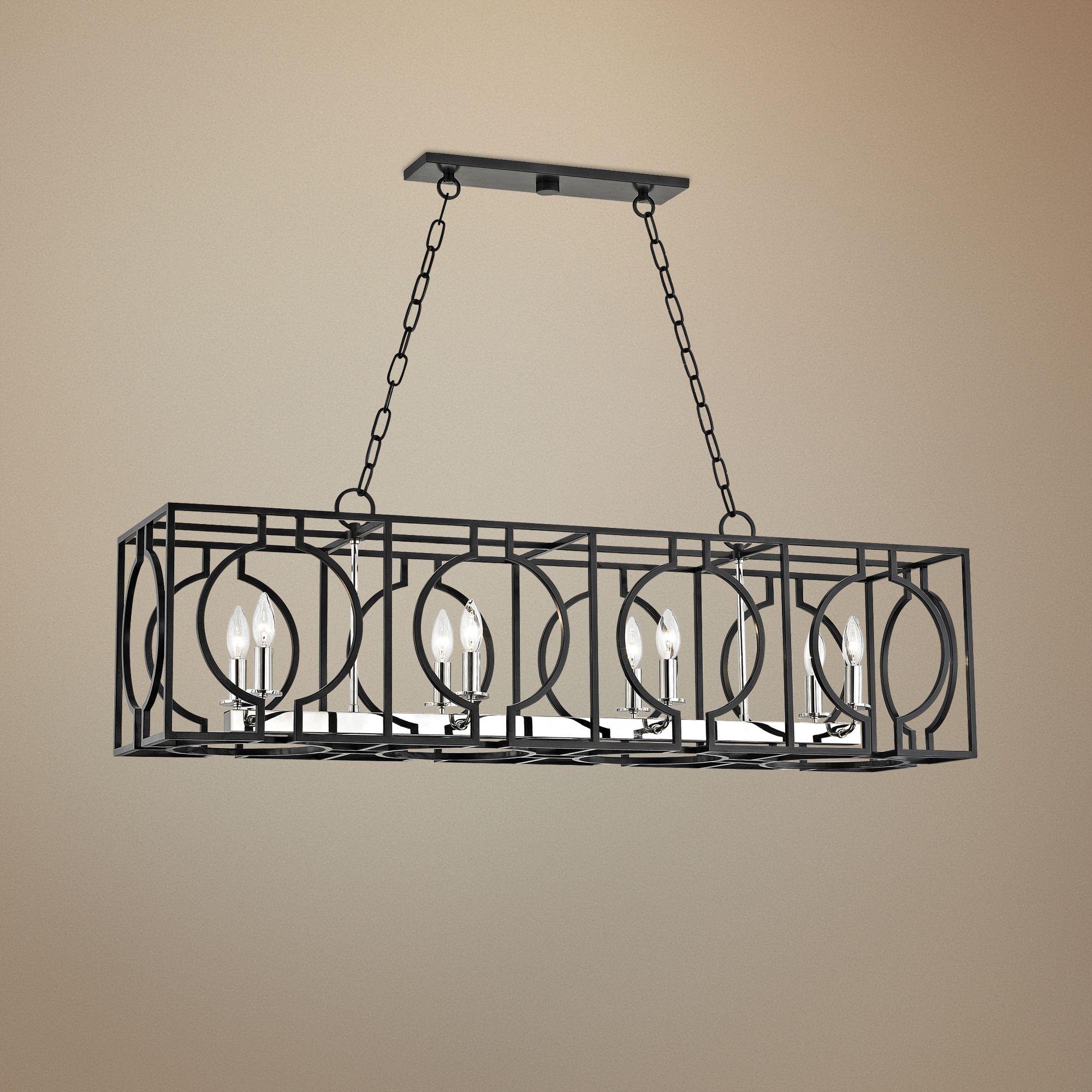  Octavio 46" Wide Aged Iron Kitchen Island Light Pendant