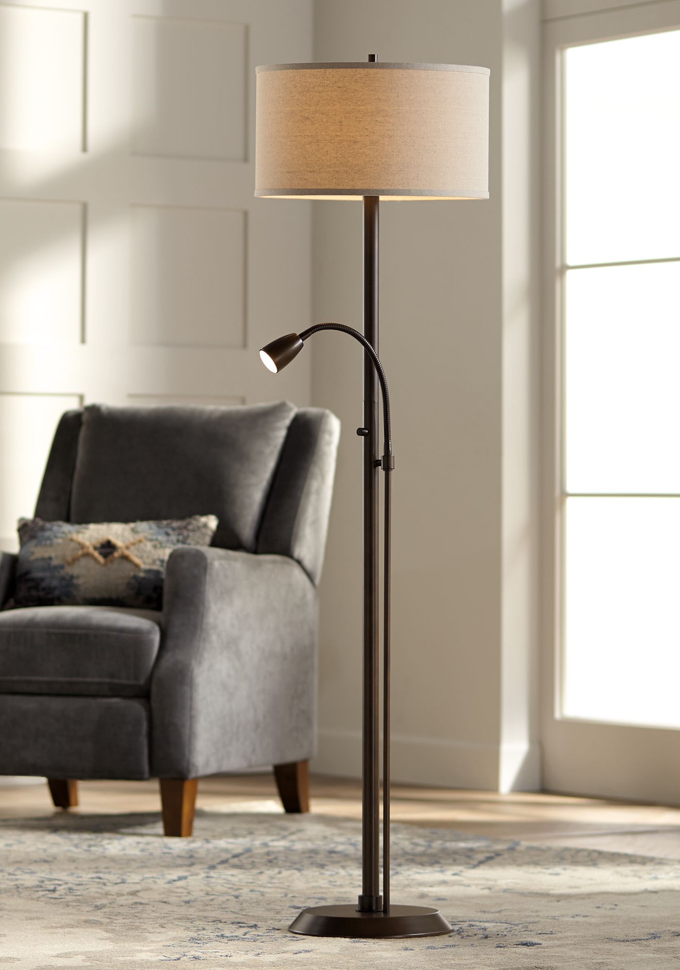 gooseneck floor reading lamp