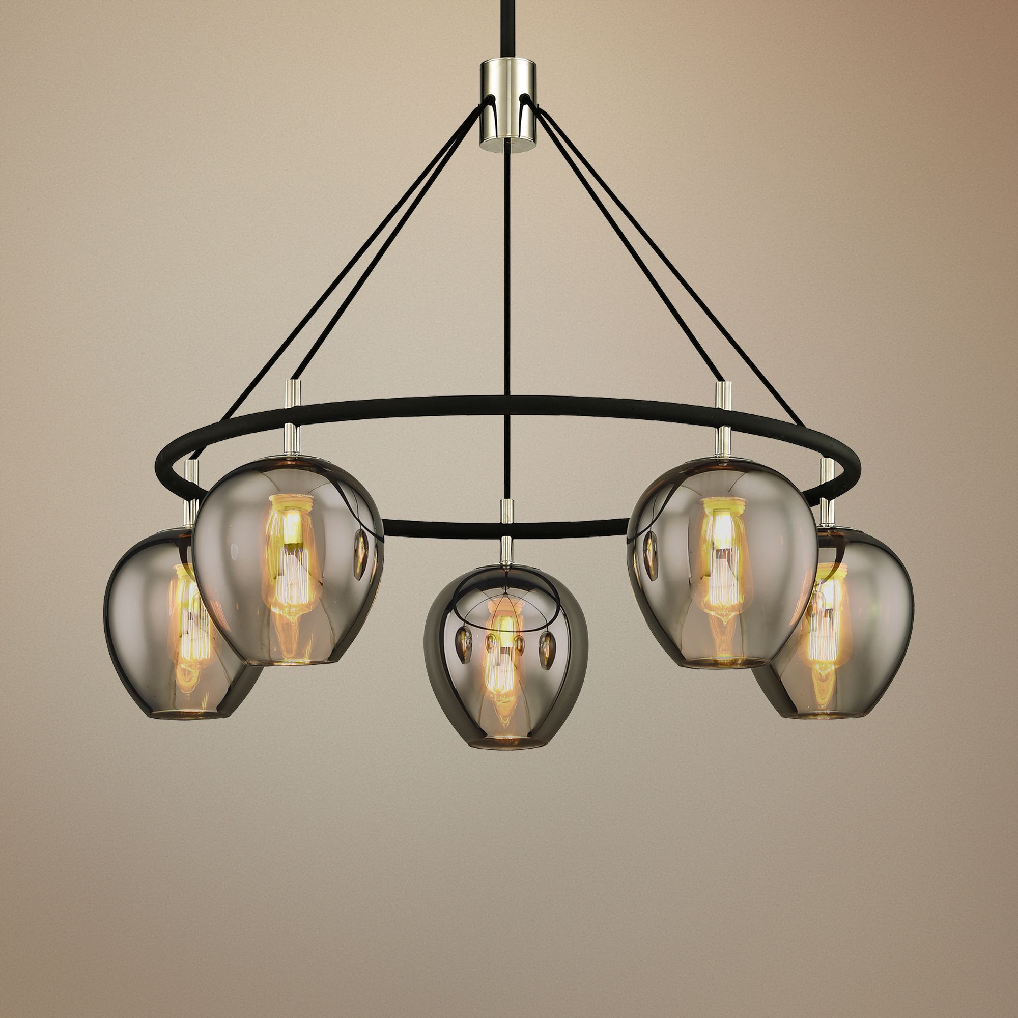 Iliad 35 1/4" Wide Carbide Black 5-Light Pendant