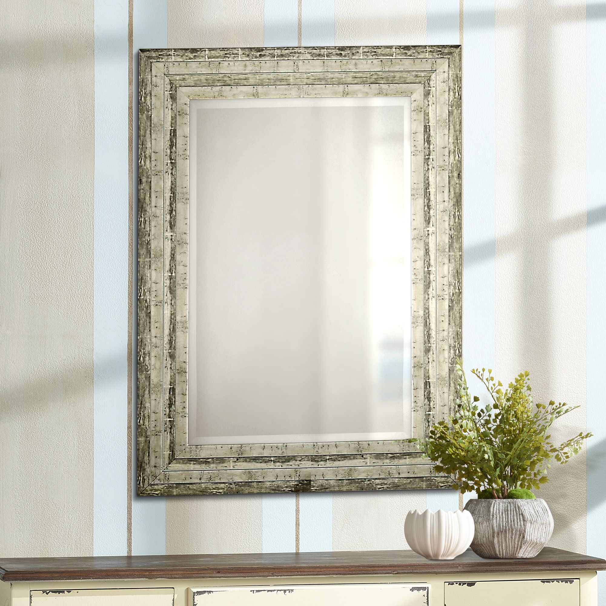 Uttermost Hallmar Distressed Silver 26" x 36" Wall Mirror