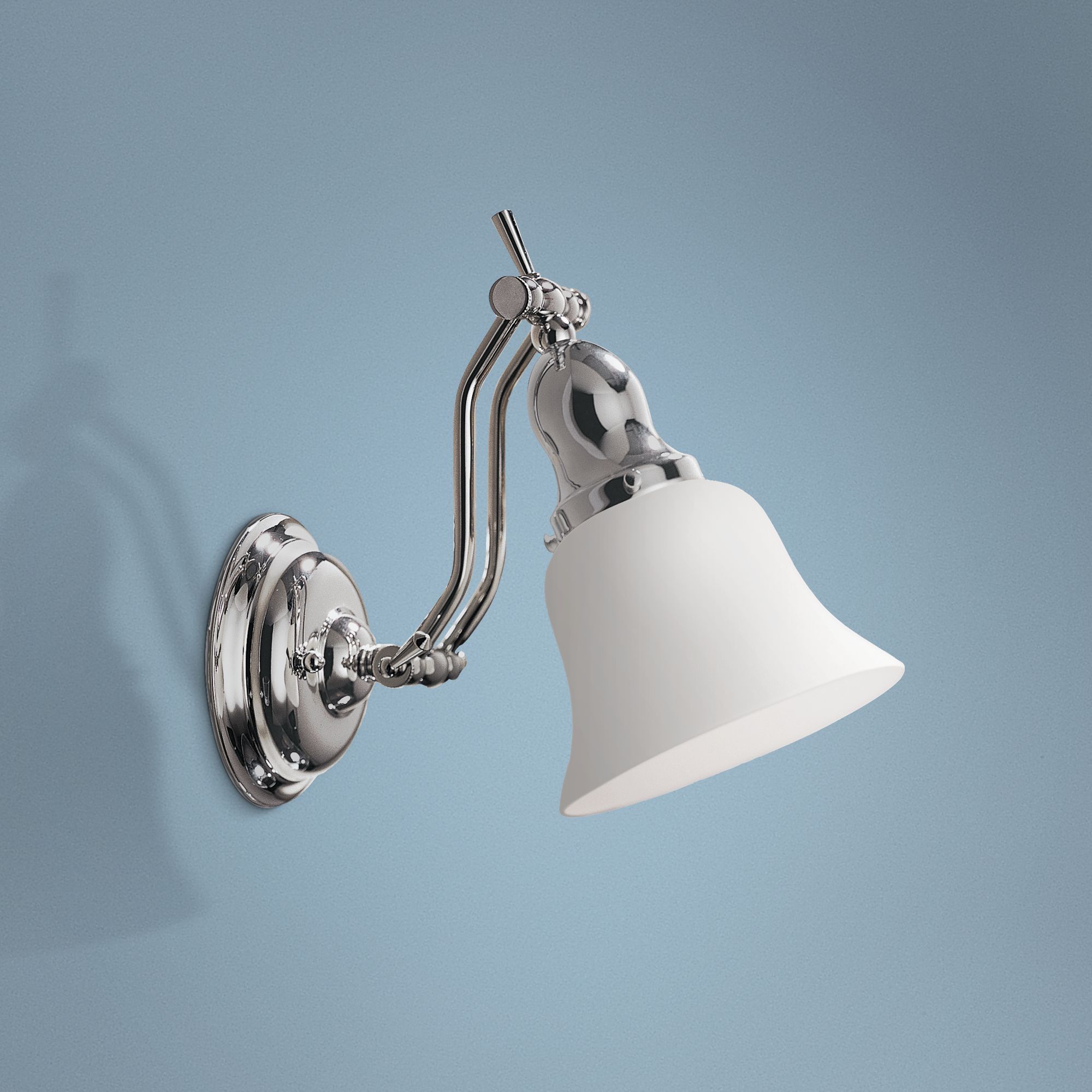 Polished Nickel and Opal Adjustable 17" High Bath Sconce