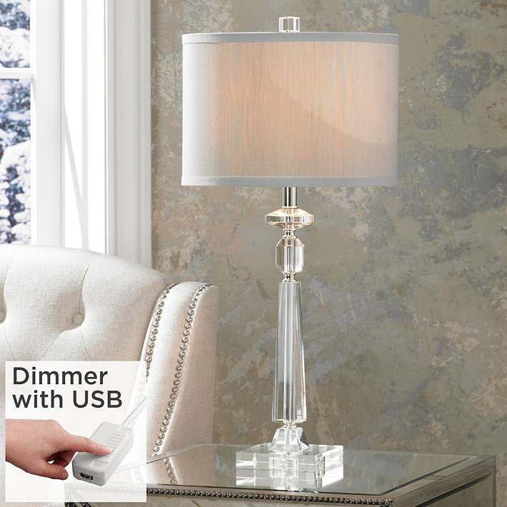 Aline Modern Crystal Table Lamp With, Crystal Table Lamp With Usb Port