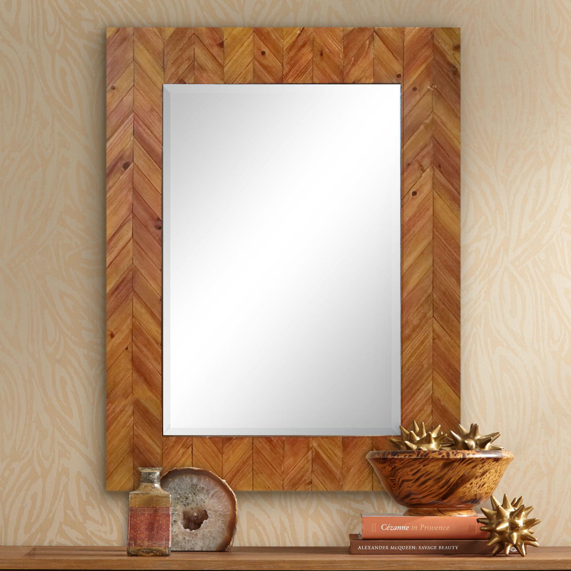 Deco Reclaimed Wood 30" x 40" Oversized Wall Mirror