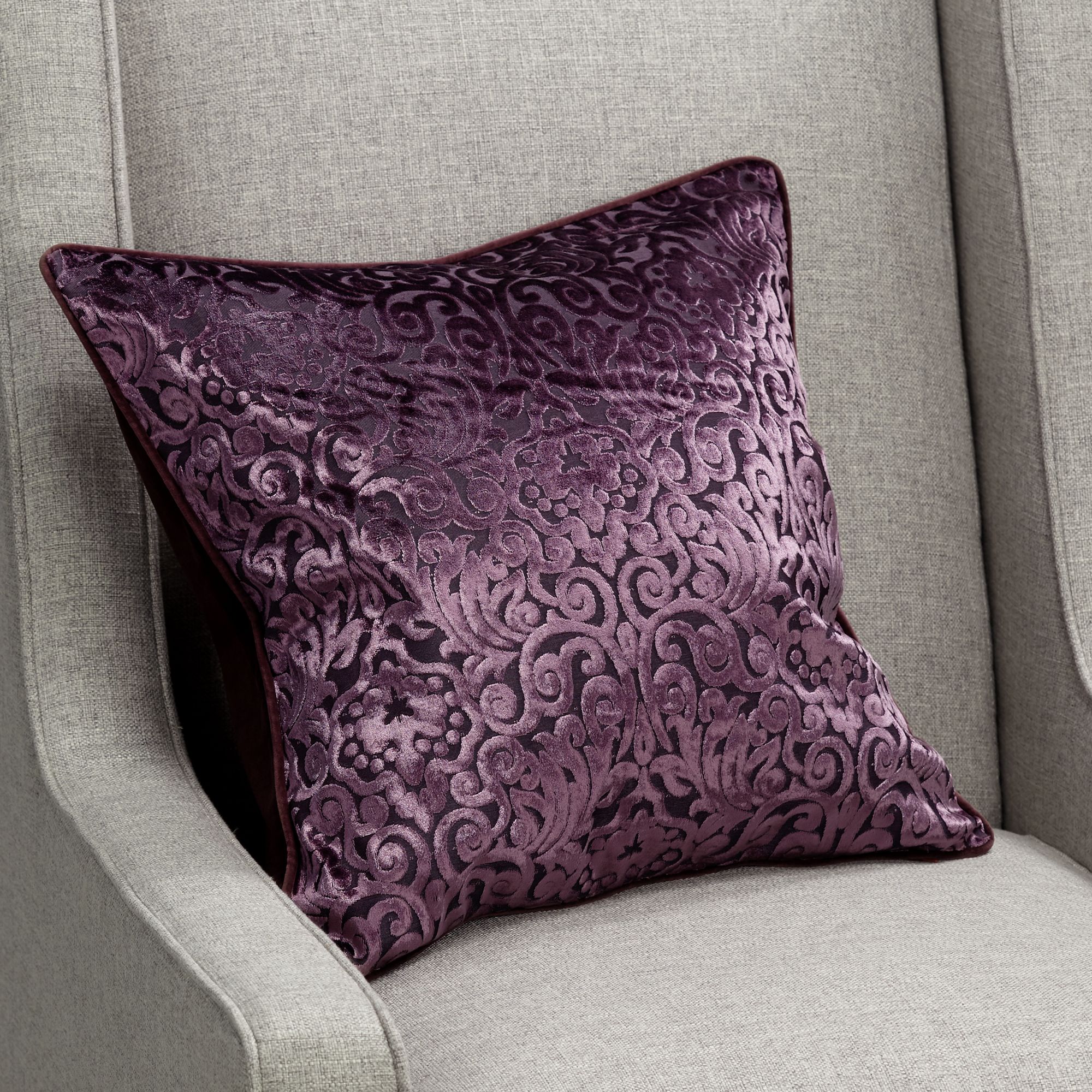 Plum Purple Cut Velvet 20 Square Throw Pillow 45c54 Lamps Plus