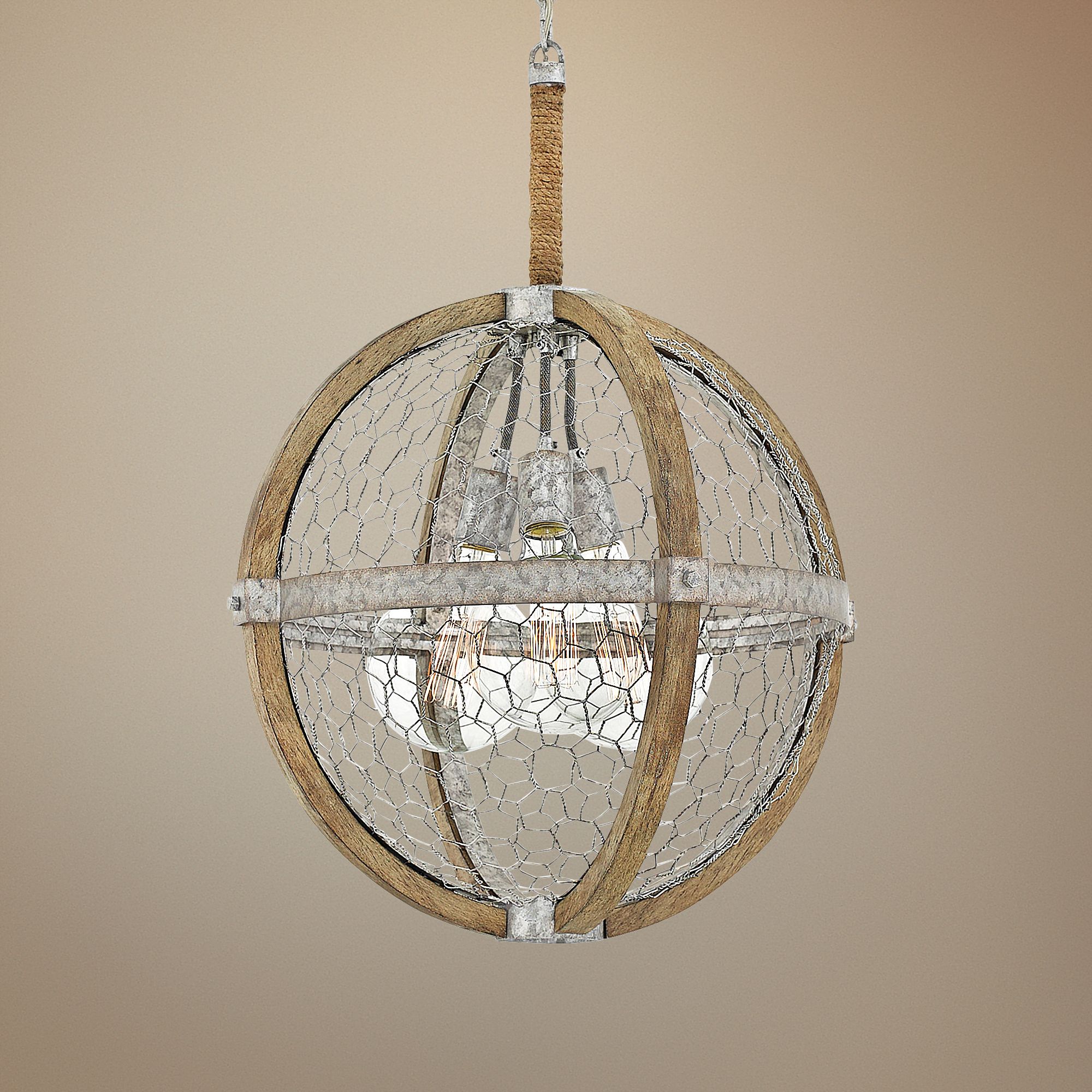 Hinkley Heywood 19" Wide Weathered Zinc 3-Light Orb Pendant