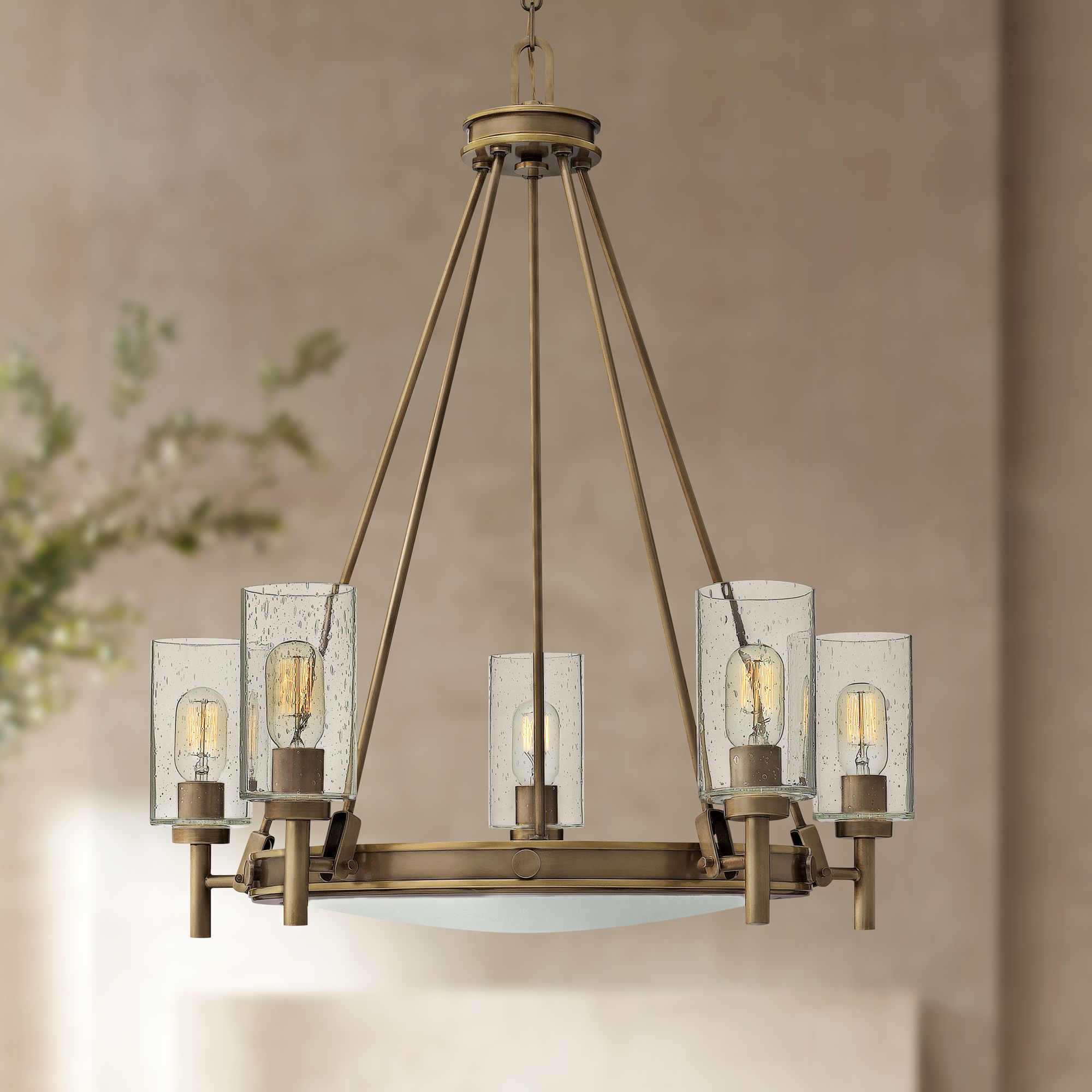 Hinkley Collier 27"W Light Oiled Bronze 5-Light Chandelier