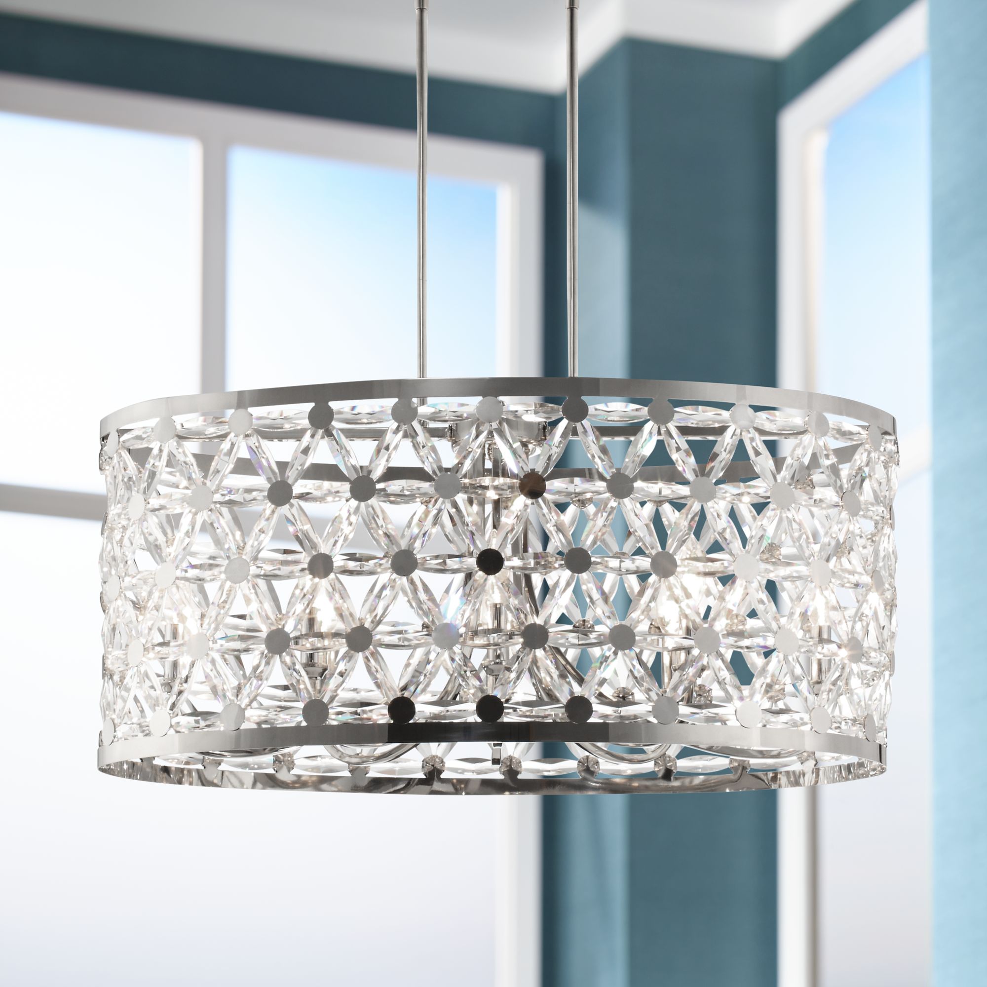 Maxim Cassiopeia 33" Wide Polished Nickel Pendant Light