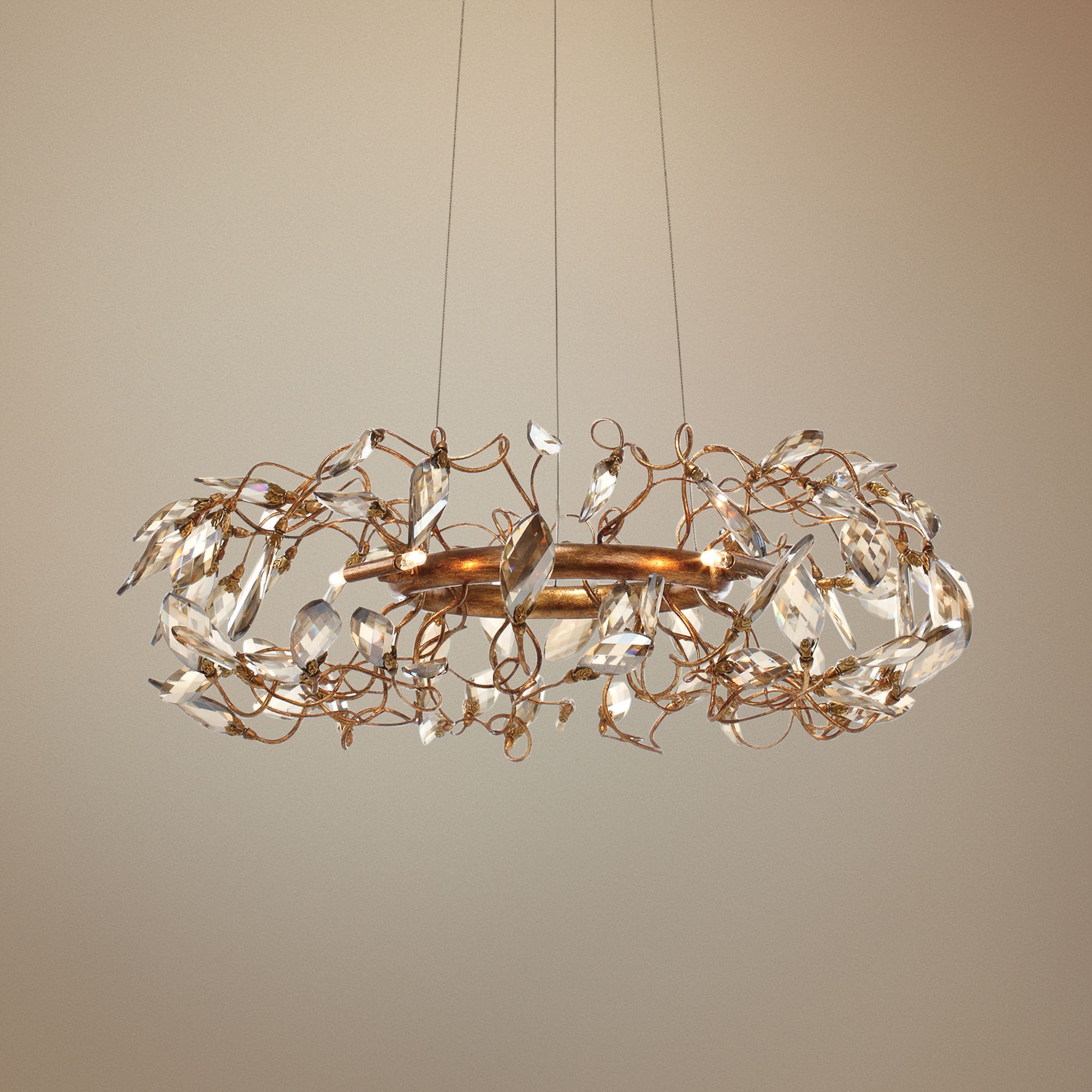 Maxim Crystal Garden 18 1/4" Wide Golf Leaf Pendant Light