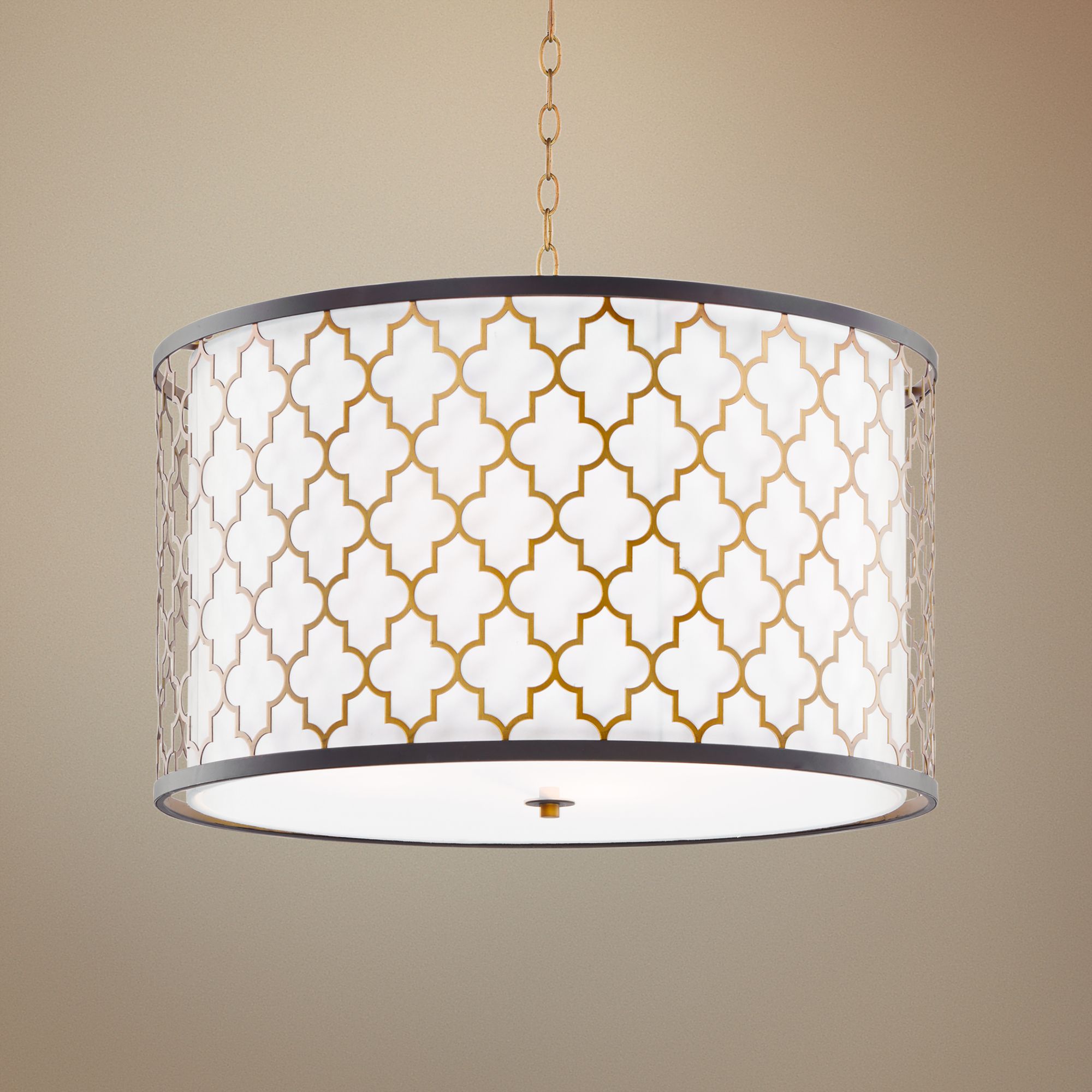 Crest 24"W Oil-Rubbed Bronze and Antique Brass Pendant Light