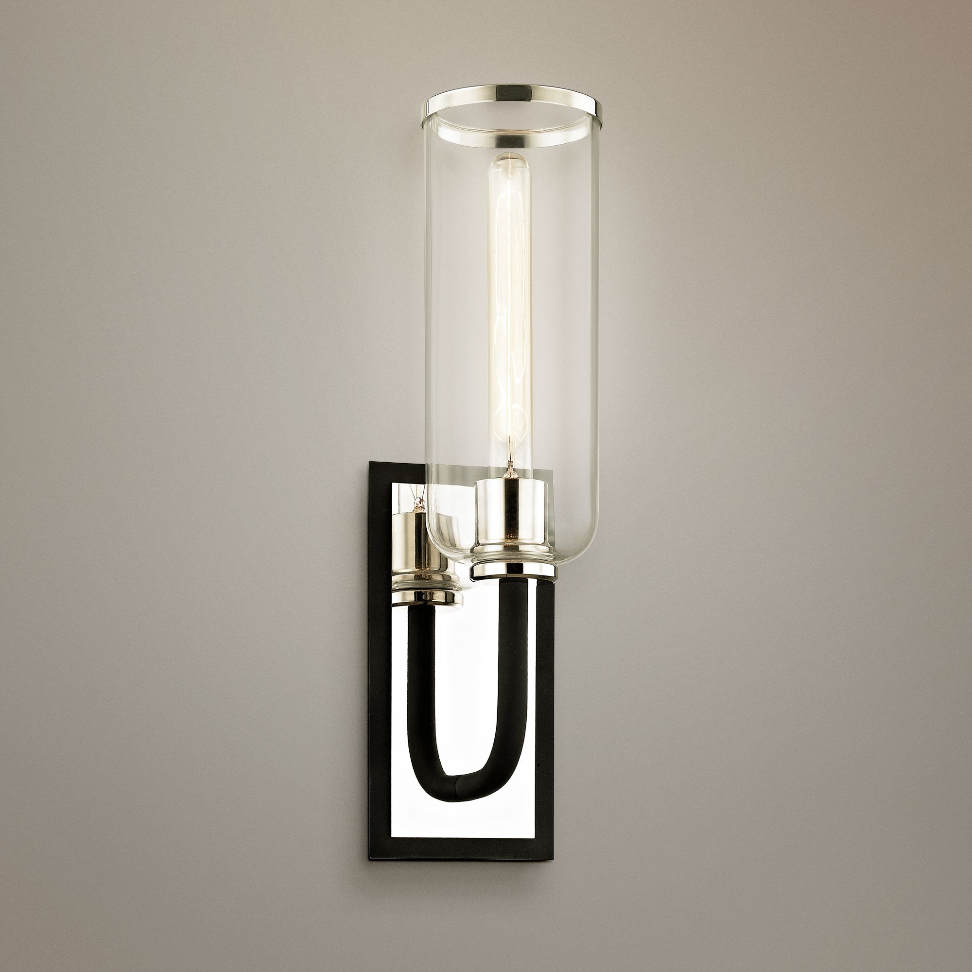 Aeon 19 3/4"H Carbide Black and Polished Nickel Wall Sconce