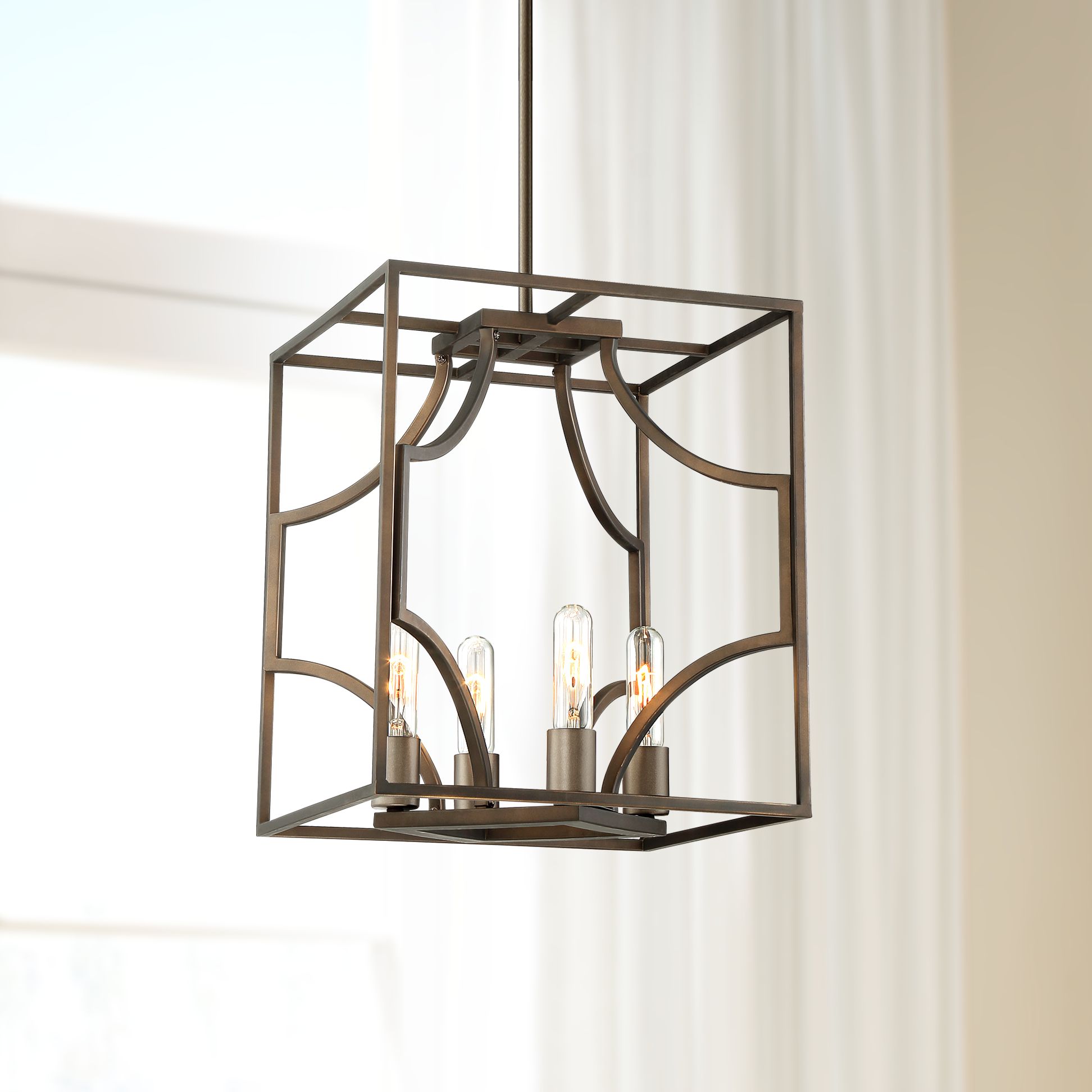 Possini Euro Carrington 14" Wide Bronze 4-Light Pendant
