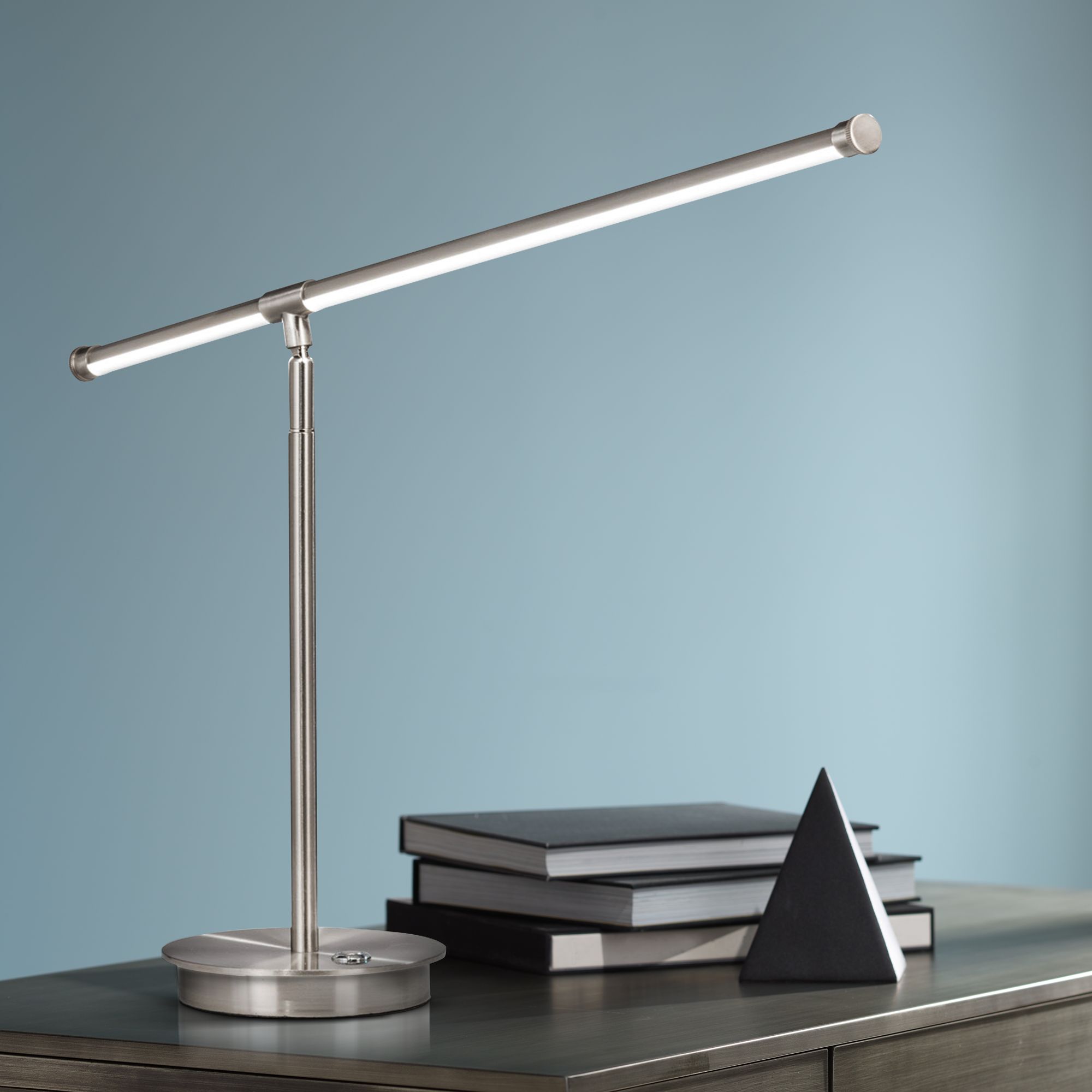 Nova Sentry Satin Nickel LED Desk Lamp