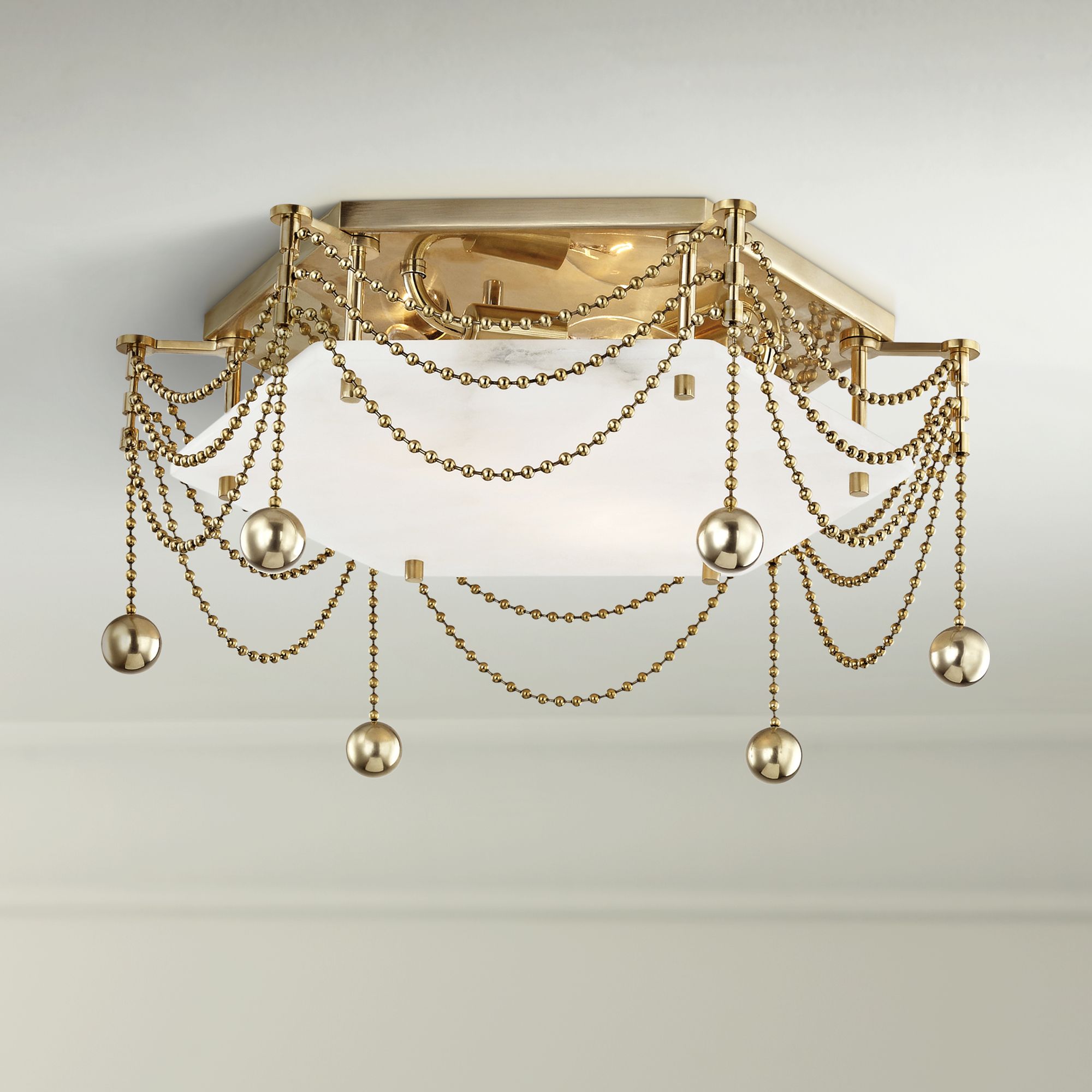 Hudson Valley Zariah 17" Wide Aged Brass Ceiling Light