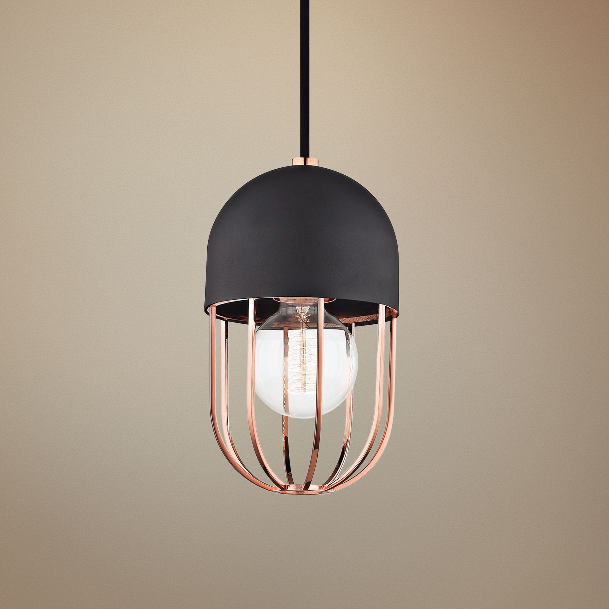 Mitzi Haley 5 1/2"W Polished Copper and Black Mini Pendant